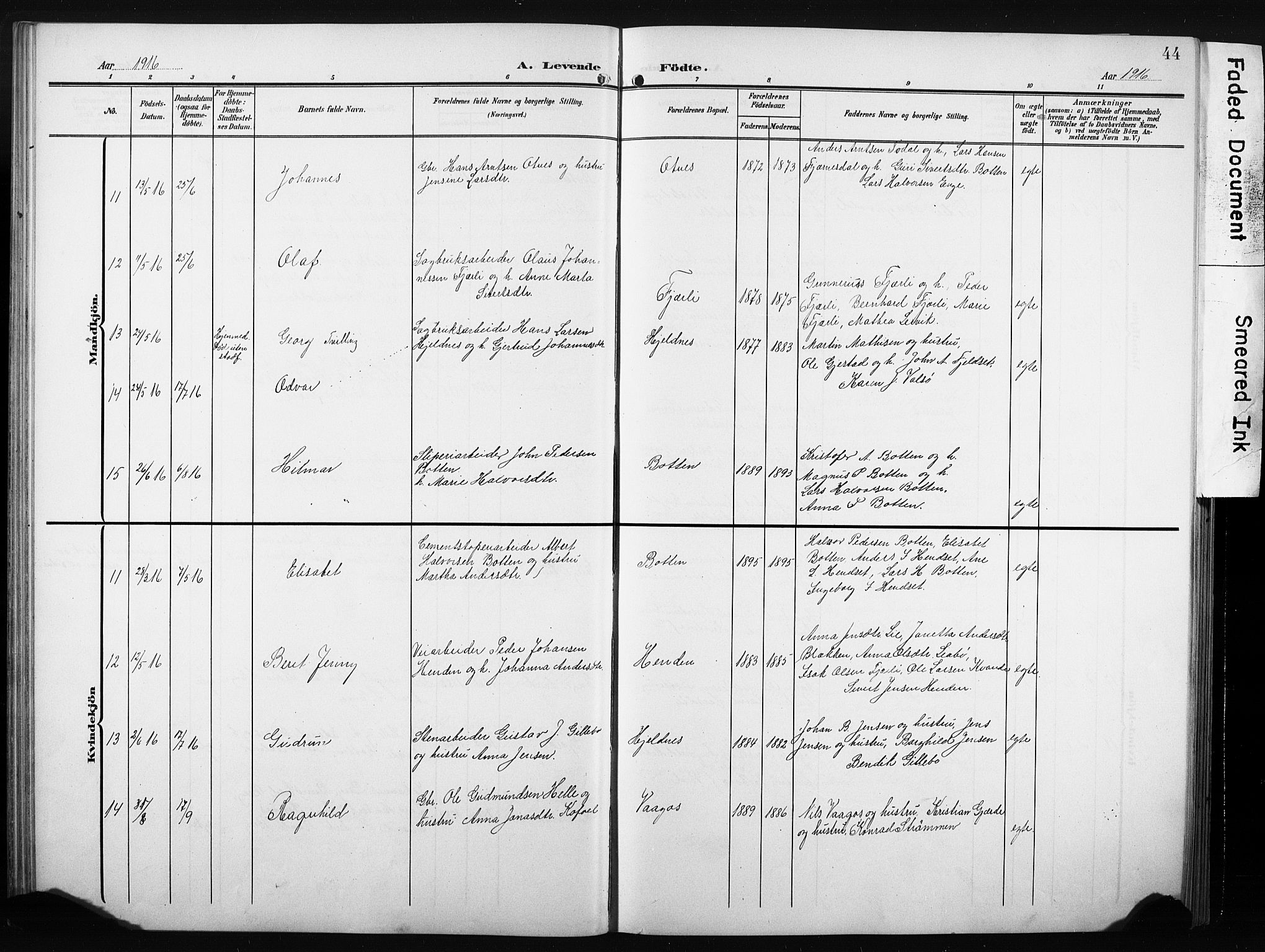 Ministerialprotokoller, klokkerbøker og fødselsregistre - Møre og Romsdal, AV/SAT-A-1454/580/L0927: Parish register (copy) no. 580C02, 1904-1932, p. 44