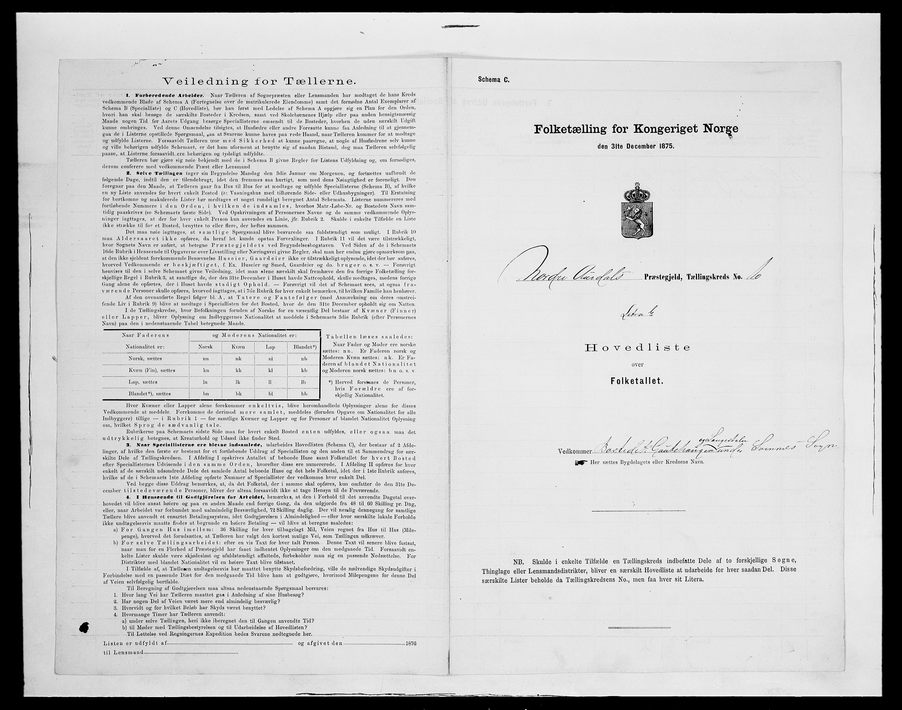 SAH, 1875 census for 0542P Nord-Aurdal, 1875, p. 45