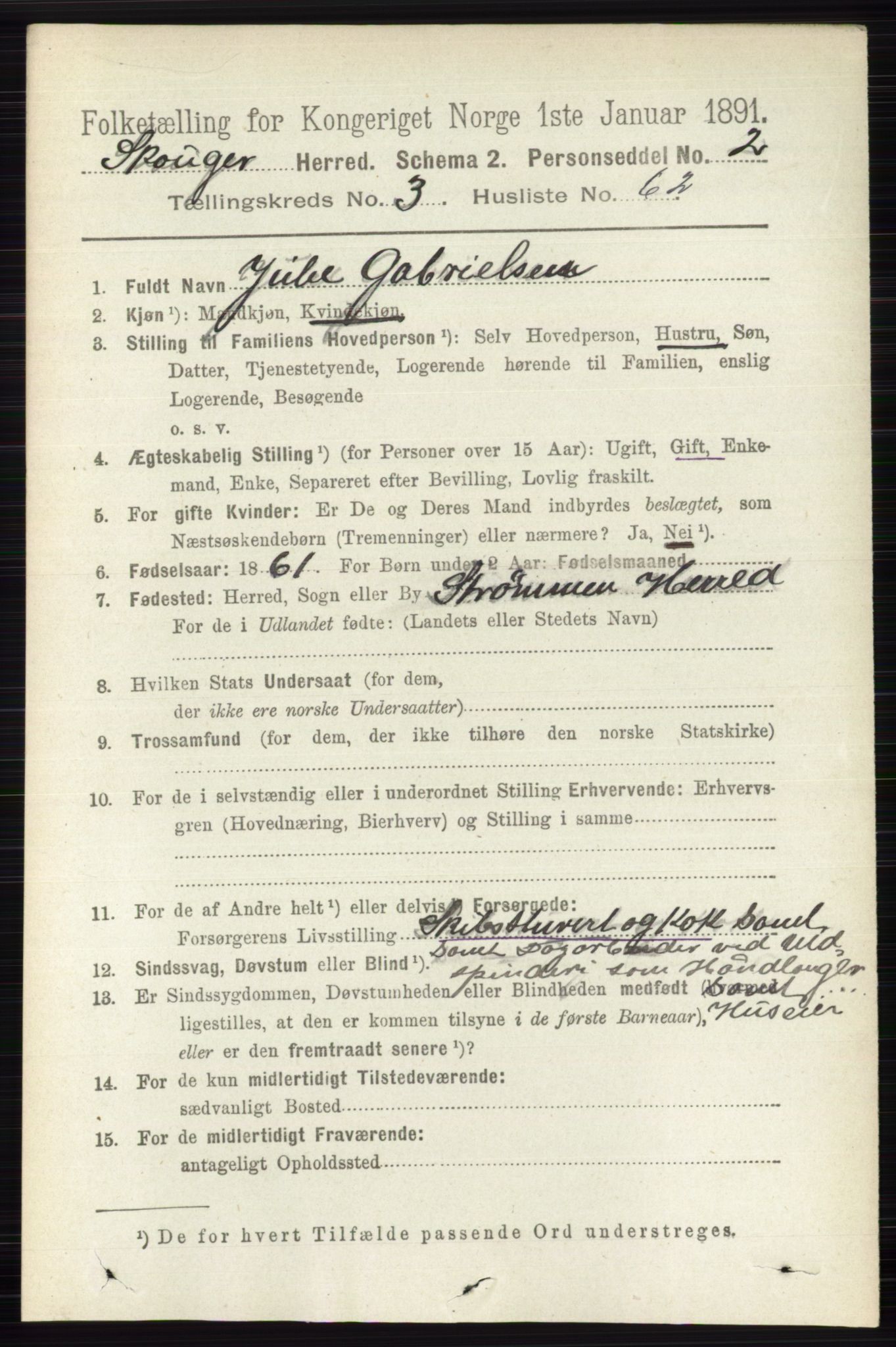 RA, 1891 census for 0712 Skoger, 1891, p. 2139