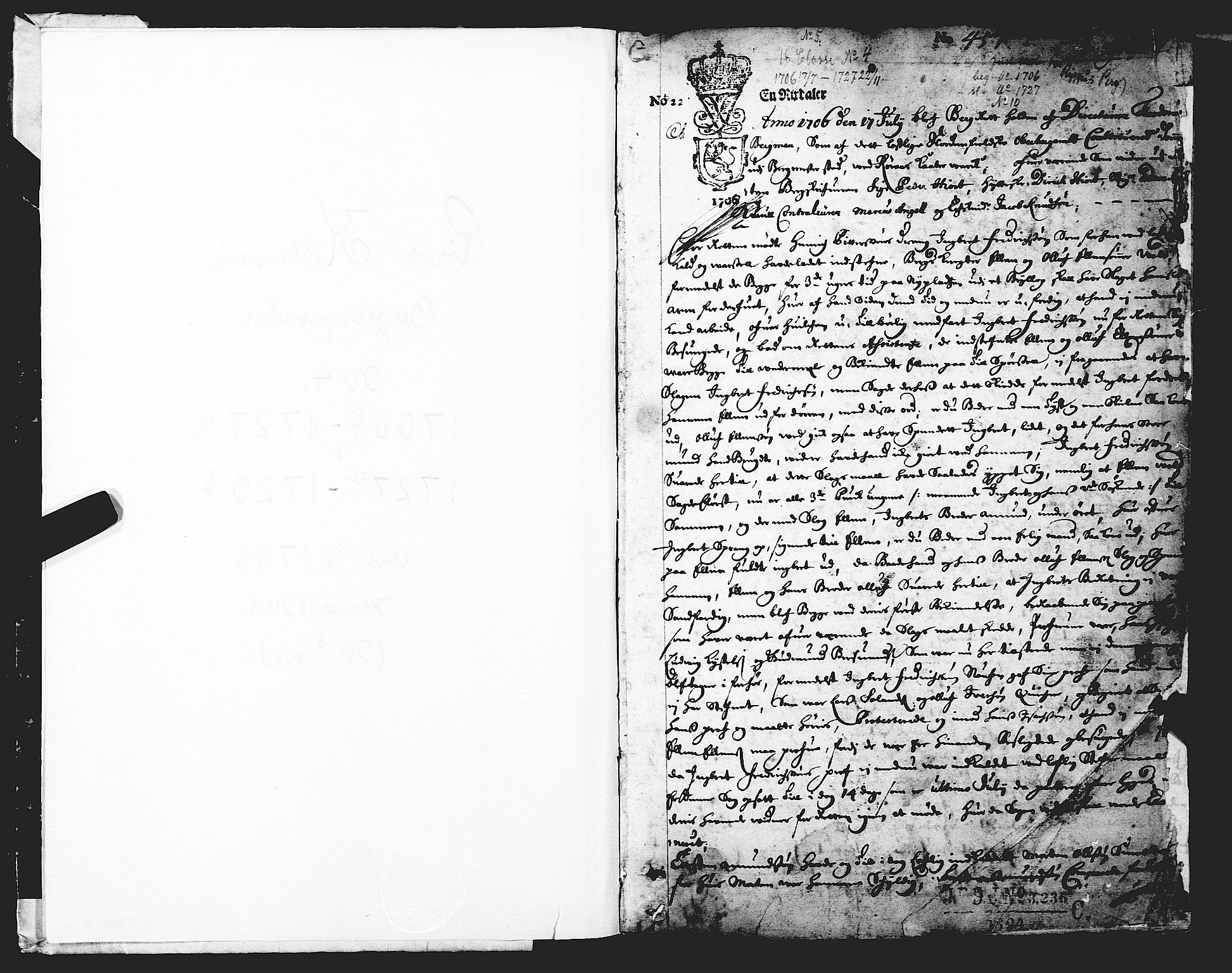 Røros Bergrett, AV/SAT-A-0024/1/1A/L0003: Justisprotokoll, 1706-1727, p. 0b-1a