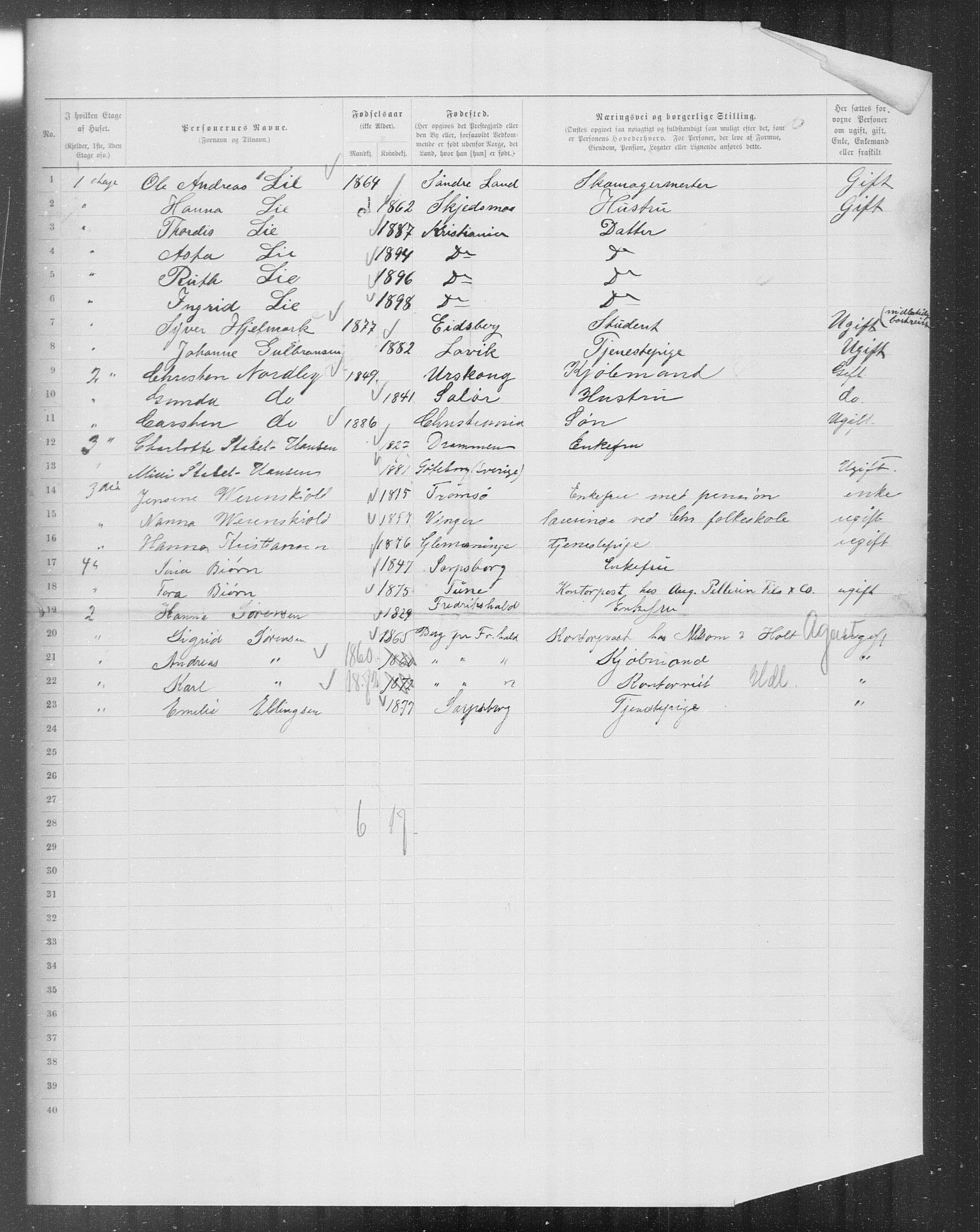 OBA, Municipal Census 1899 for Kristiania, 1899, p. 7375