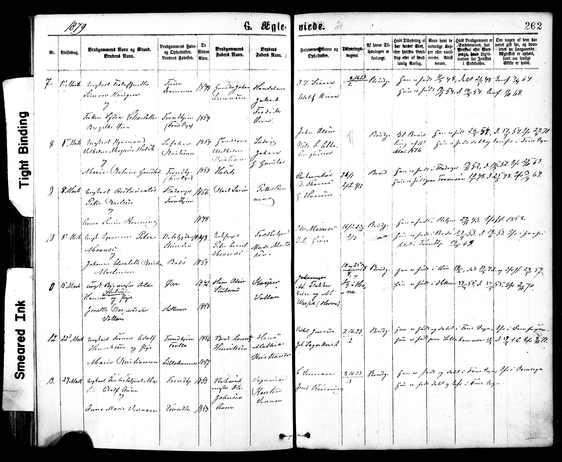 Ministerialprotokoller, klokkerbøker og fødselsregistre - Sør-Trøndelag, SAT/A-1456/602/L0118: Parish register (official) no. 602A16, 1873-1879, p. 262