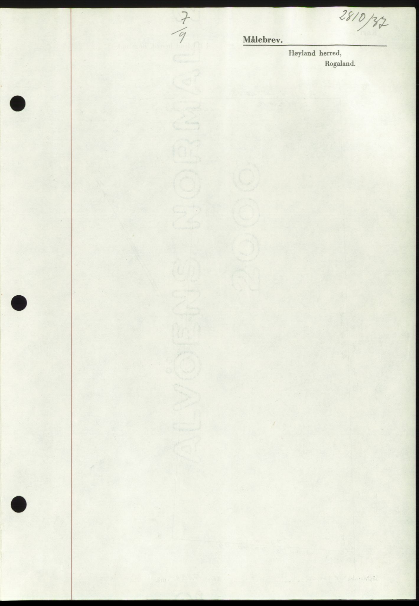 Jæren sorenskriveri, SAST/A-100310/03/G/Gba/L0069: Mortgage book, 1937-1937, Diary no: : 2810/1937