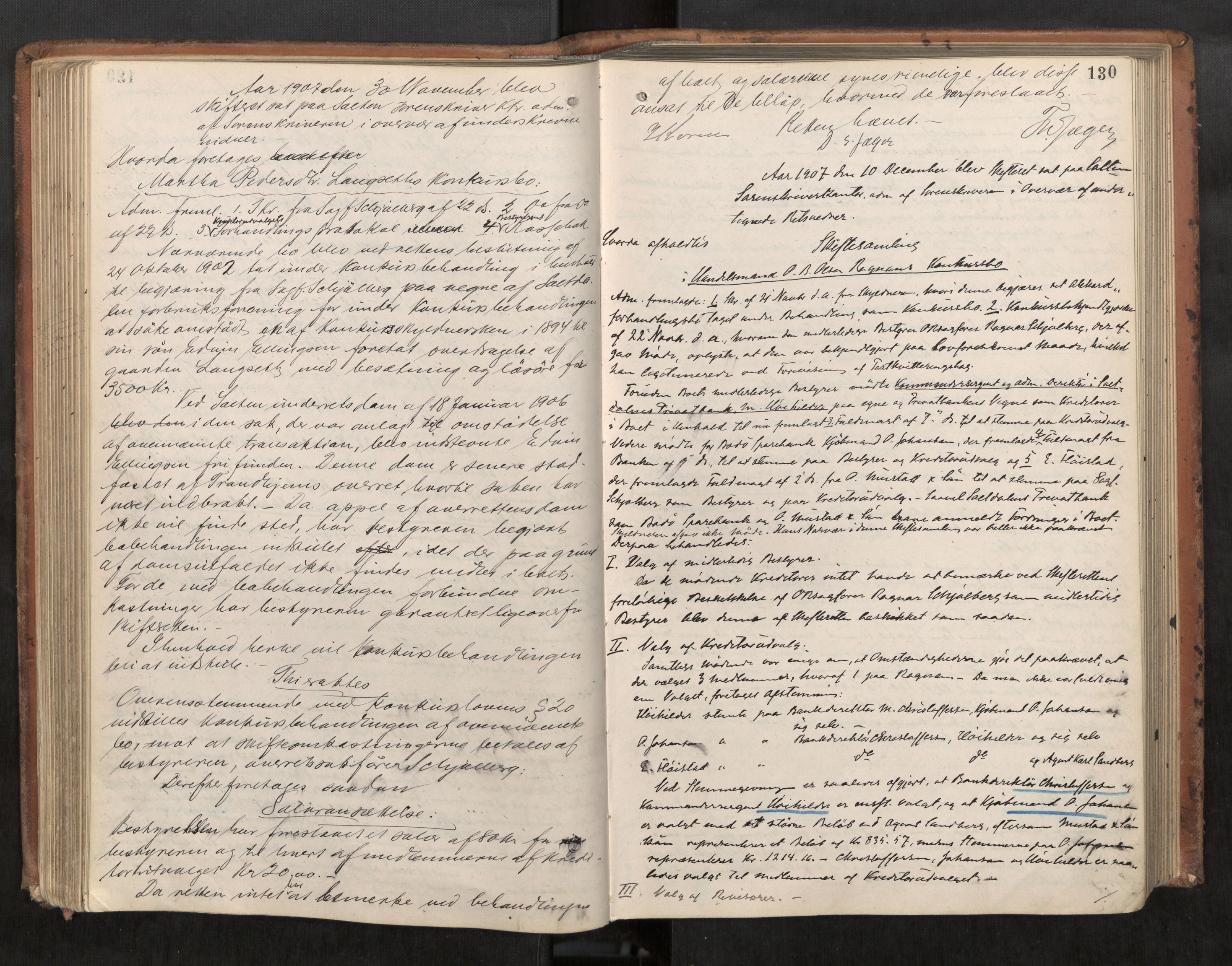 Salten sorenskriveri, AV/SAT-A-4578/1/3/3B/L0011: Skiftebehandlingsprotokoll, 1906-1910, p. 130
