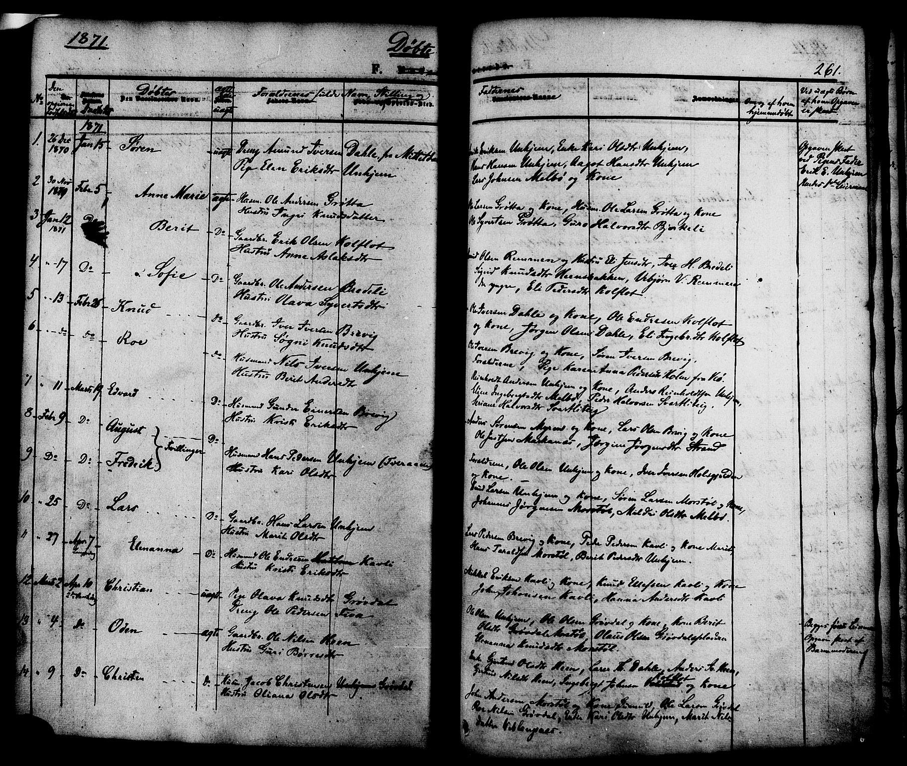 Ministerialprotokoller, klokkerbøker og fødselsregistre - Møre og Romsdal, SAT/A-1454/545/L0586: Parish register (official) no. 545A02, 1854-1877, p. 261