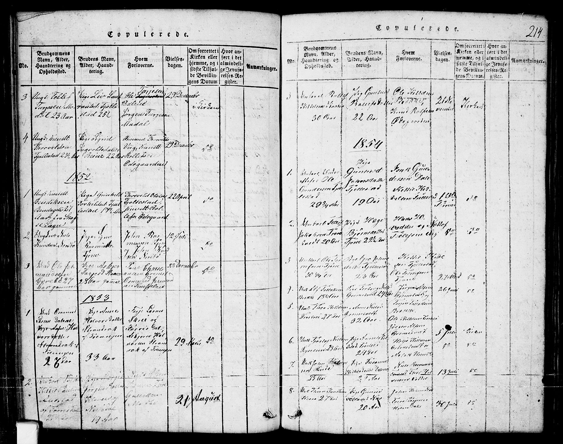 Nissedal kirkebøker, SAKO/A-288/G/Ga/L0001: Parish register (copy) no. I 1, 1814-1860, p. 214