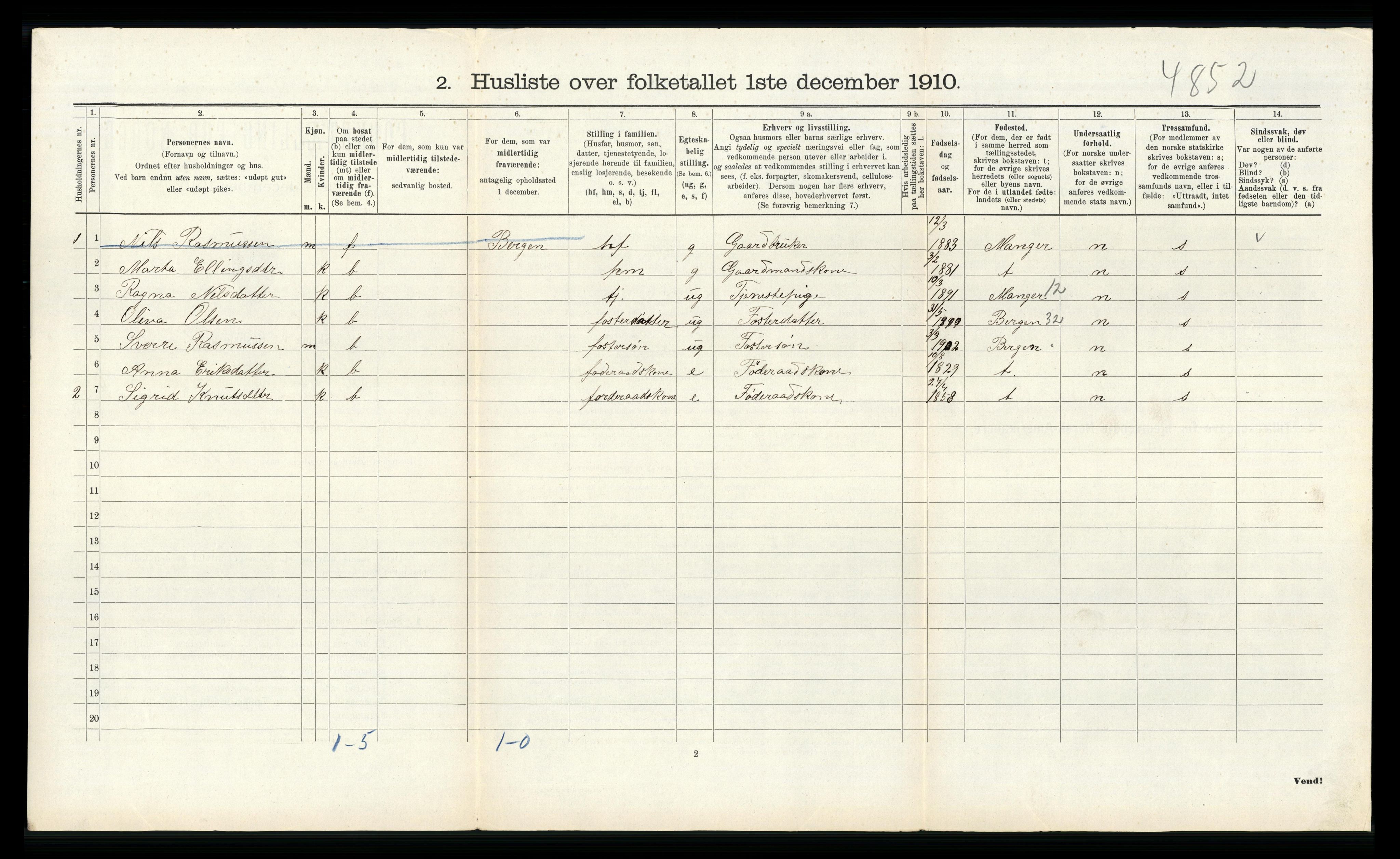 RA, 1910 census for Alversund, 1910, p. 559