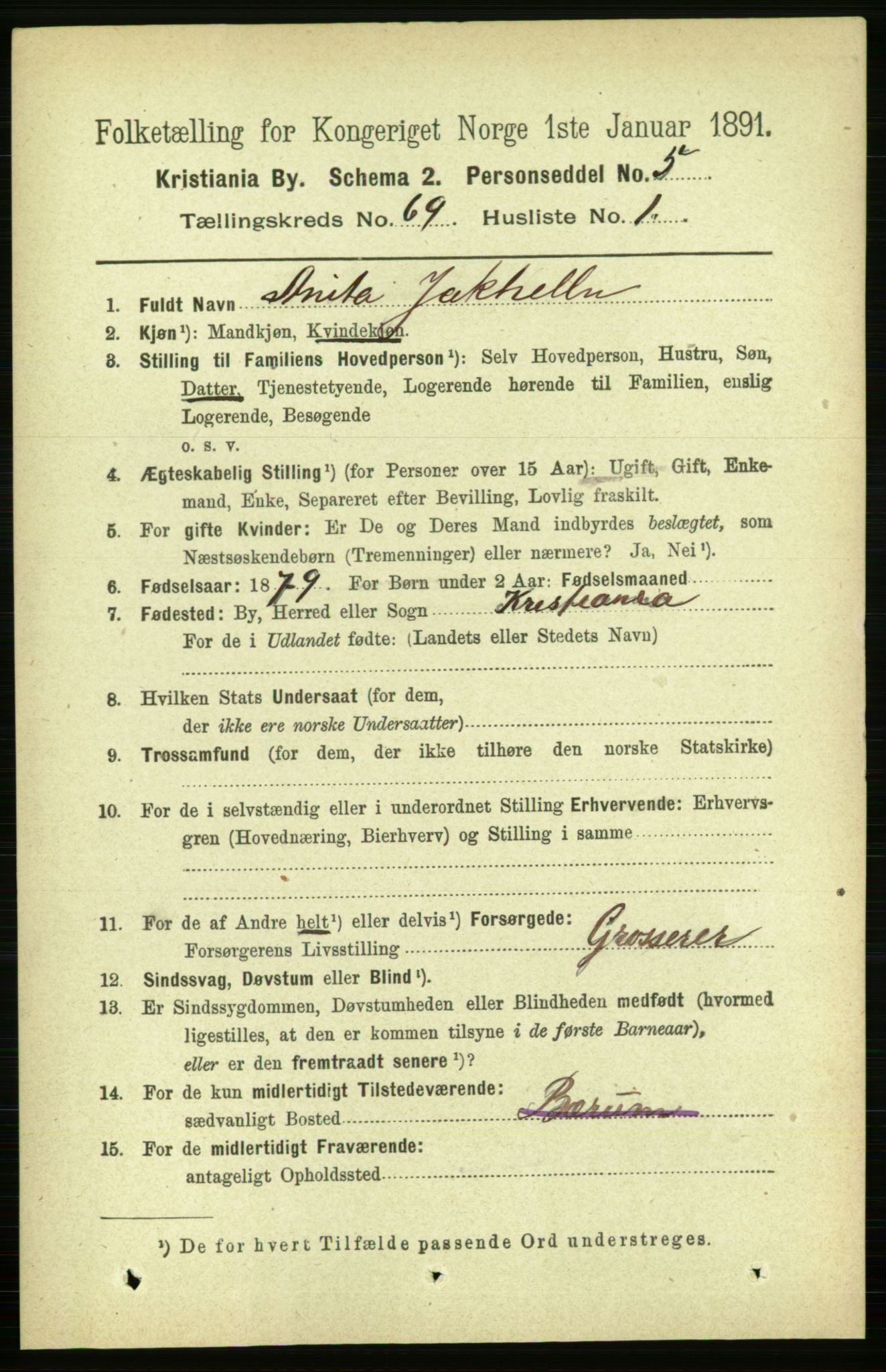 RA, 1891 census for 0301 Kristiania, 1891, p. 38281