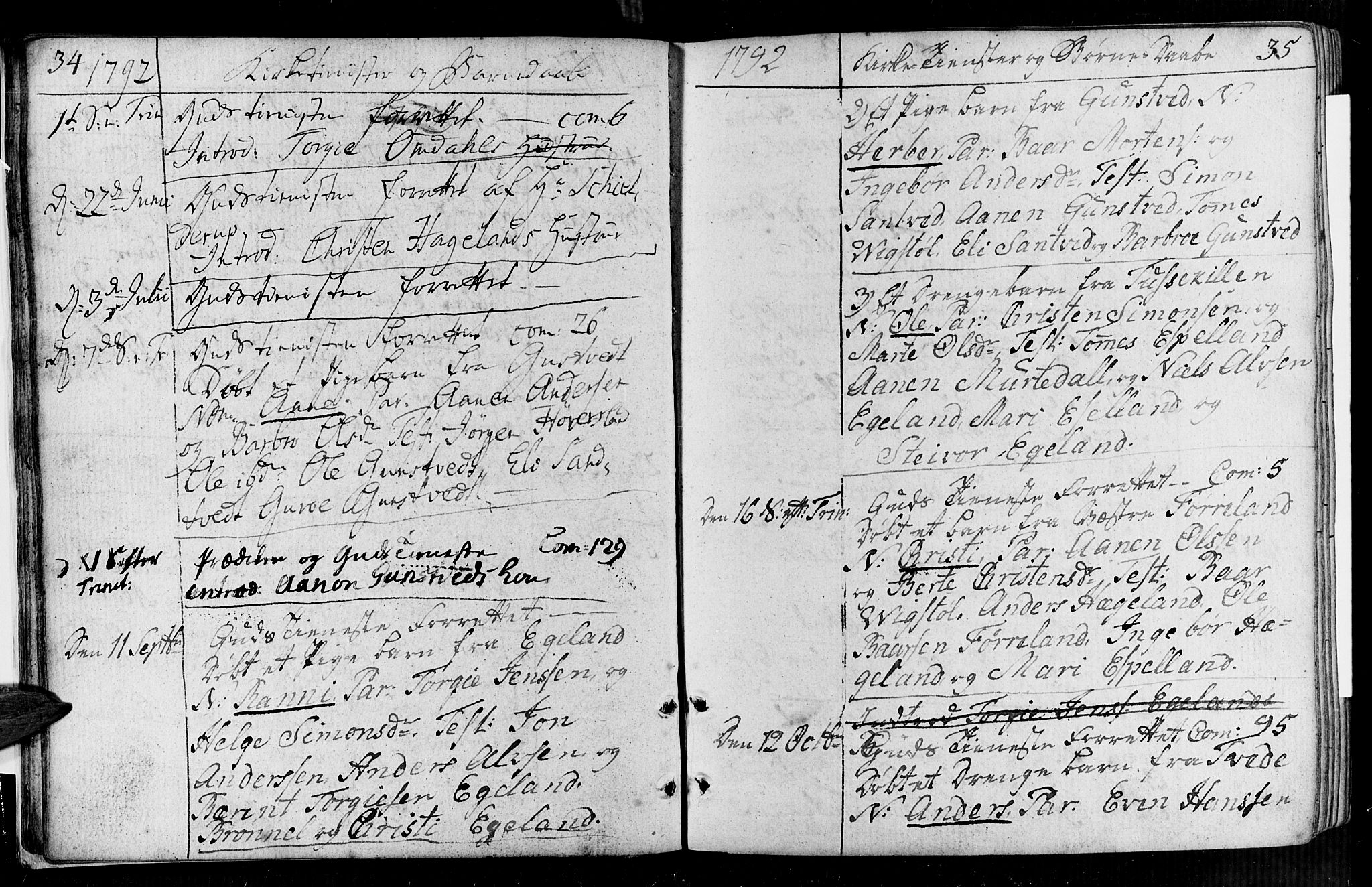 Vennesla sokneprestkontor, AV/SAK-1111-0045/Fa/Faa/L0002: Parish register (official) no. A 2, 1785-1834, p. 34-35