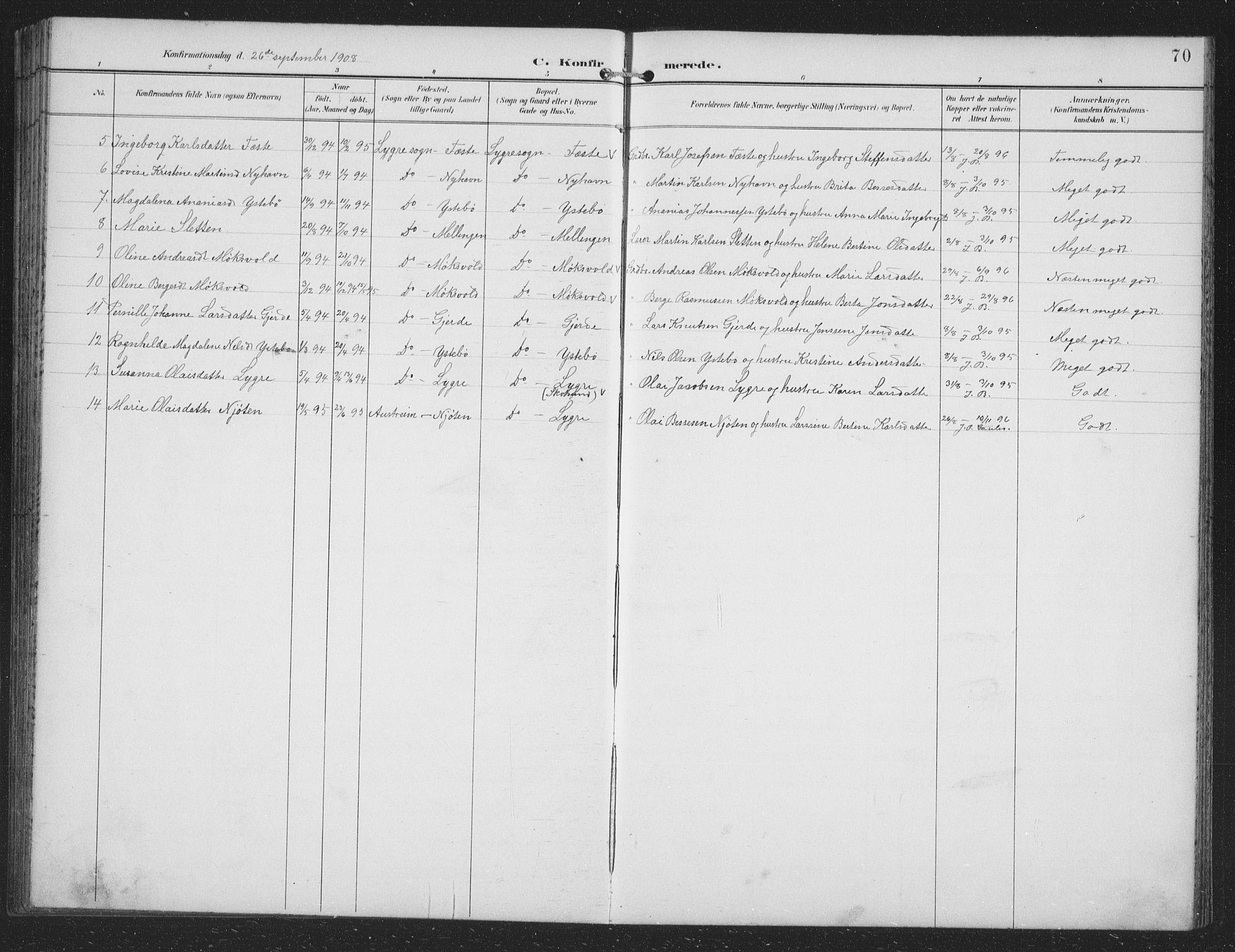 Alversund Sokneprestembete, AV/SAB-A-73901/H/Ha/Hab: Parish register (copy) no. B 4, 1897-1914, p. 70
