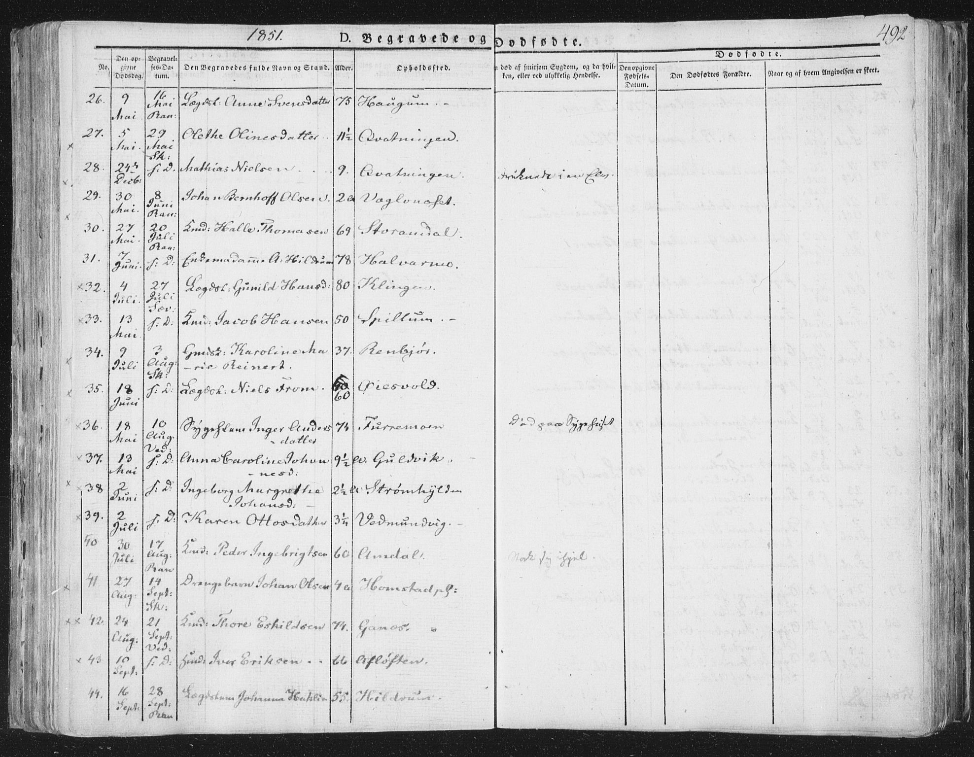 Ministerialprotokoller, klokkerbøker og fødselsregistre - Nord-Trøndelag, AV/SAT-A-1458/764/L0552: Parish register (official) no. 764A07b, 1824-1865, p. 492