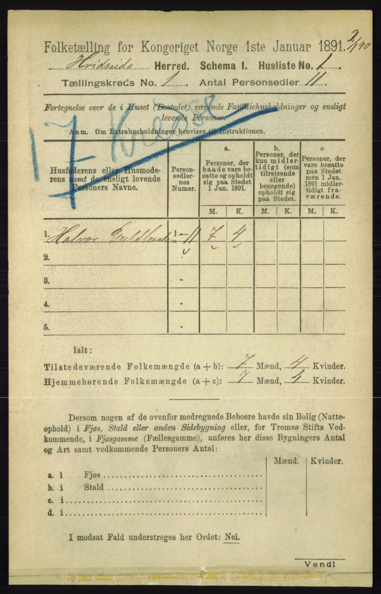 RA, 1891 census for 0829 Kviteseid, 1891, p. 41