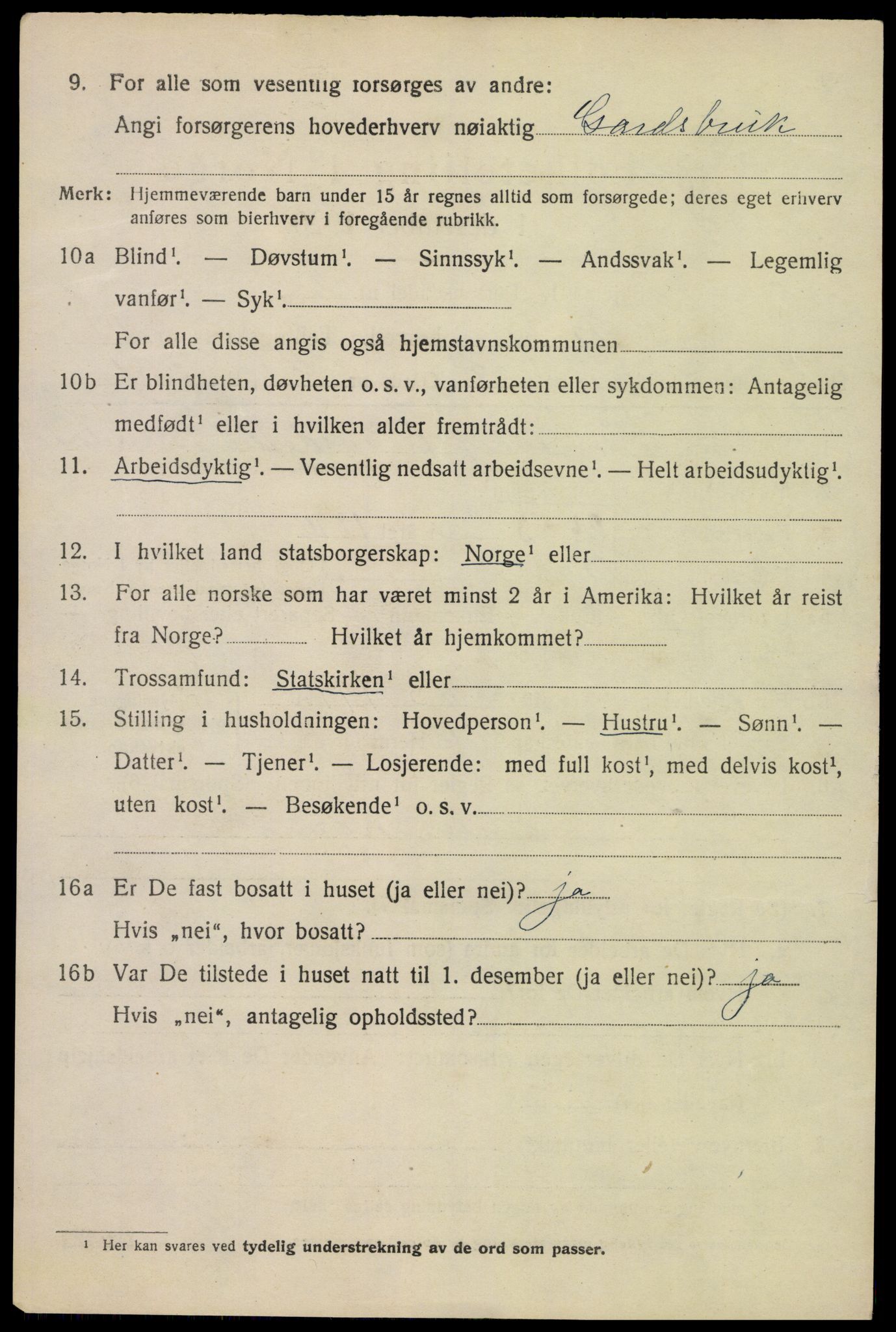 SAK, 1920 census for Bykle, 1920, p. 570