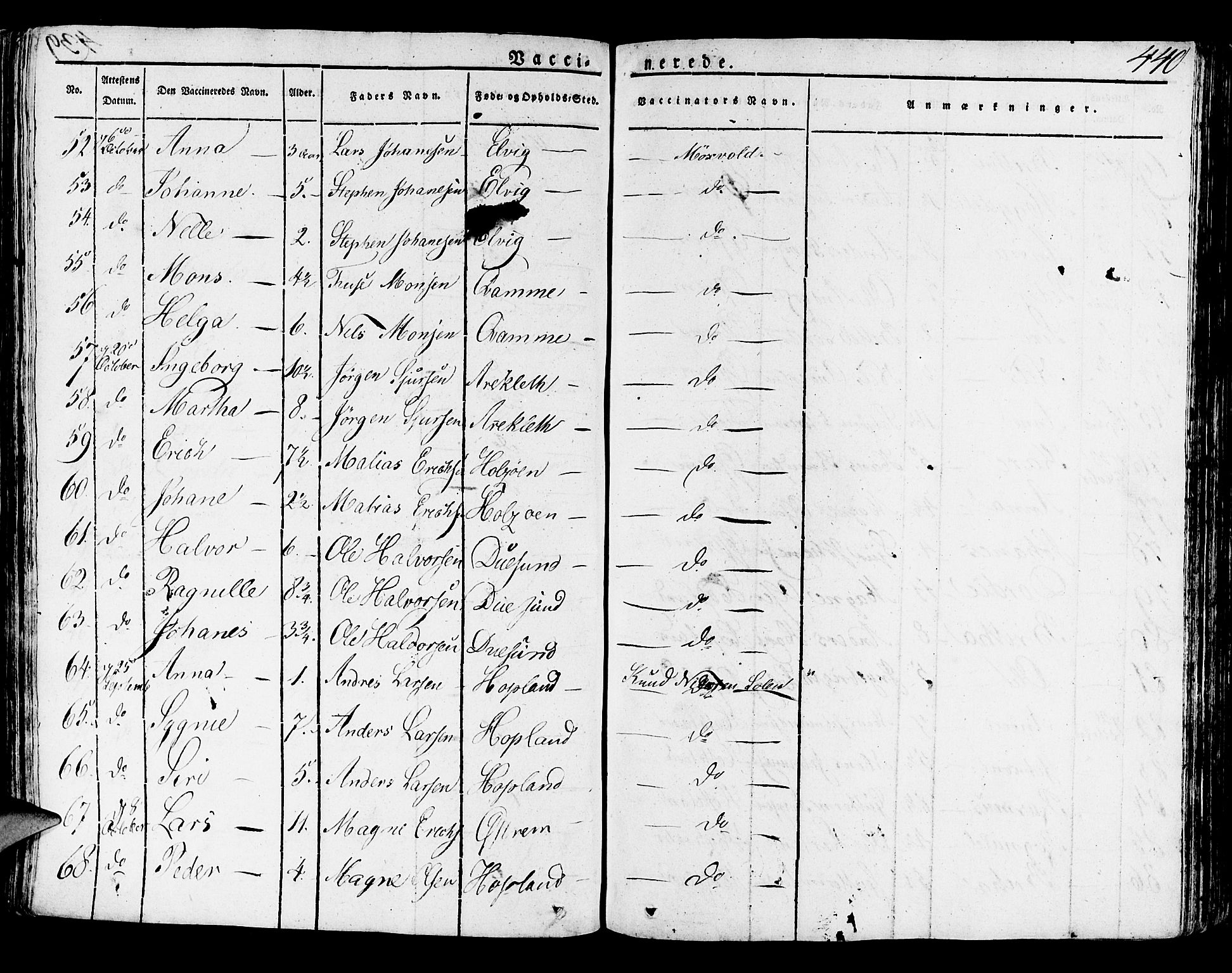 Lindås Sokneprestembete, AV/SAB-A-76701/H/Haa/Haaa/L0008: Parish register (official) no. A 8, 1823-1836, p. 440