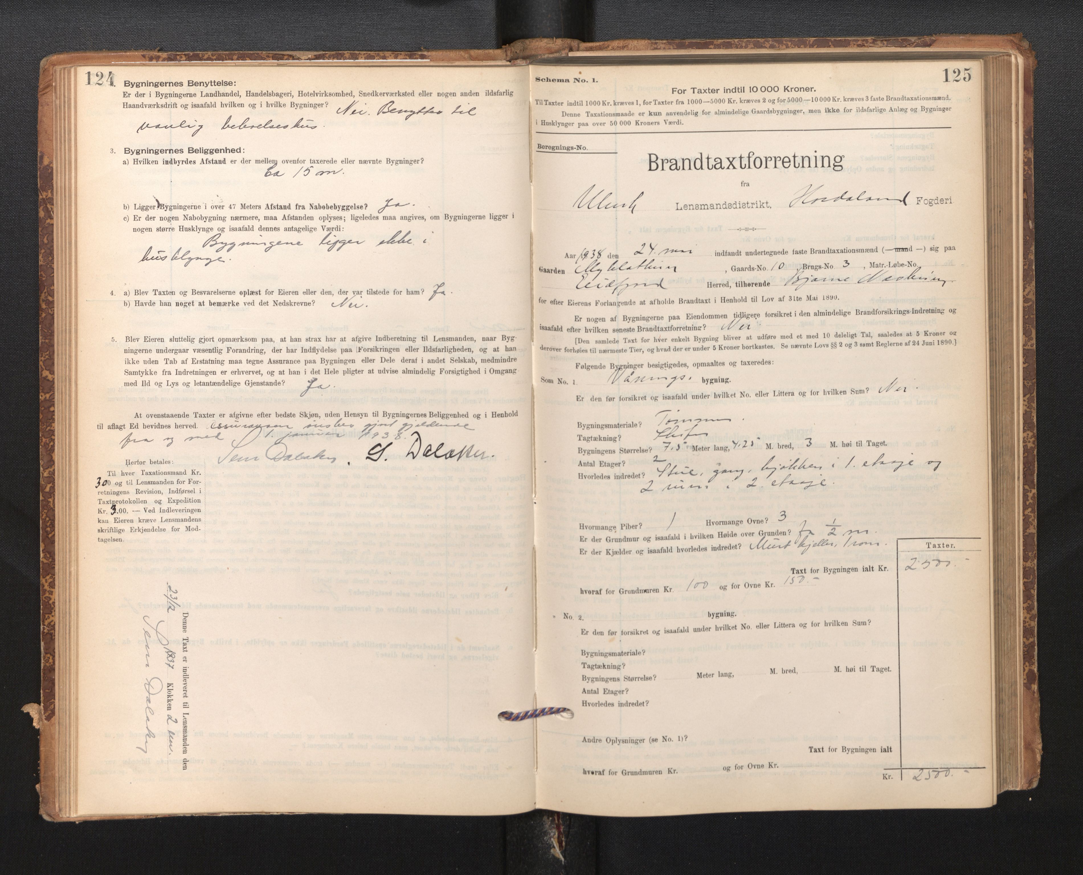 Lensmannen i Ulvik, SAB/A-35601/0012/L0003: Branntakstprotokoll, skjematakst, 1895-1946, p. 124-125