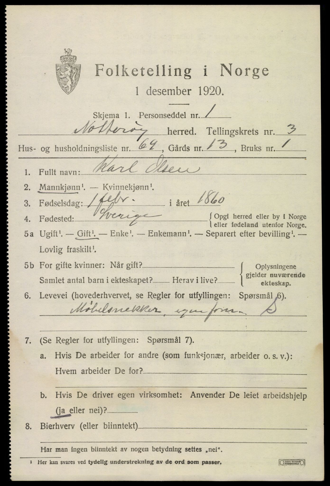 SAKO, 1920 census for Nøtterøy, 1920, p. 6281