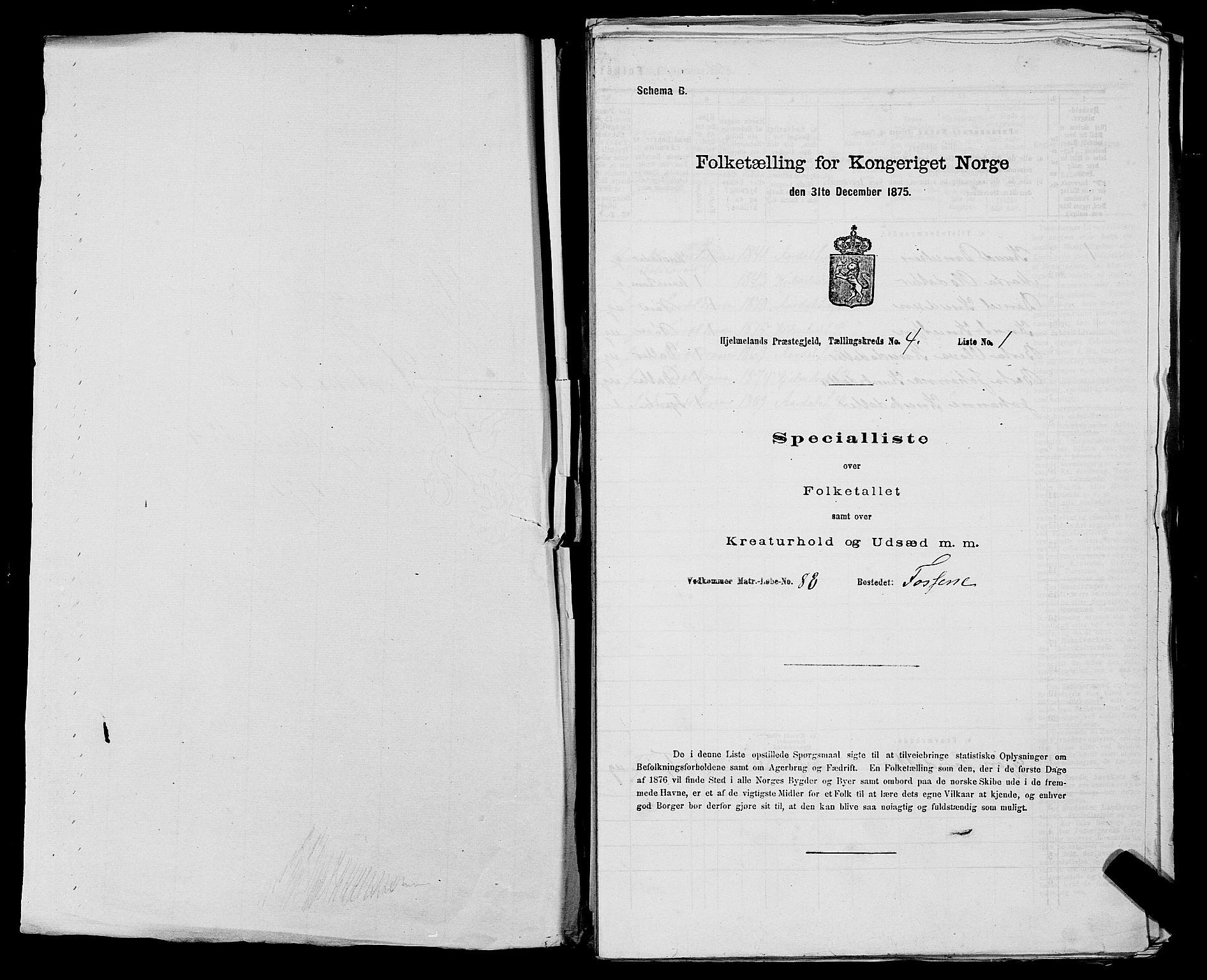 SAST, 1875 census for 1133P Hjelmeland, 1875, p. 428