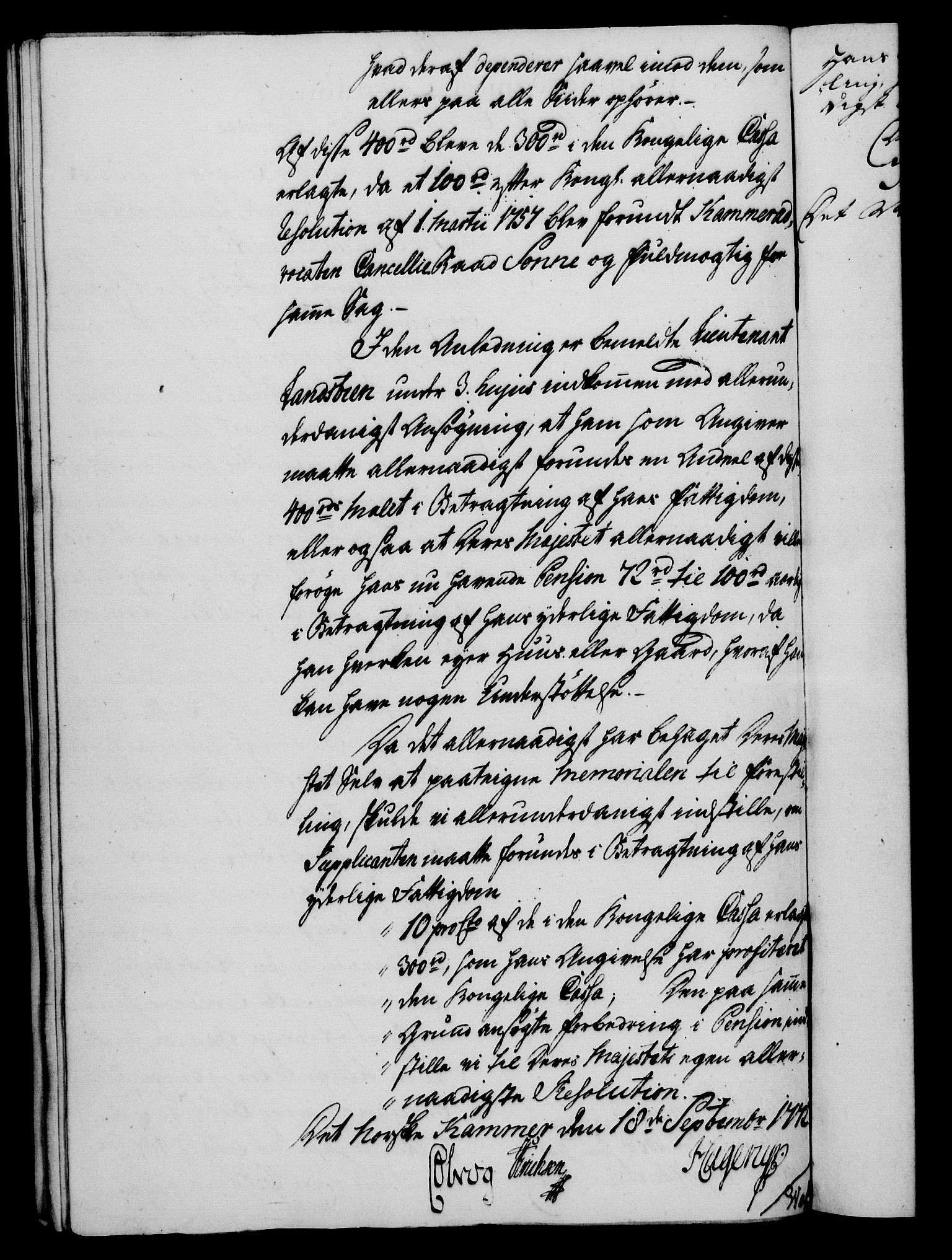 Rentekammeret, Kammerkanselliet, RA/EA-3111/G/Gf/Gfa/L0054: Norsk relasjons- og resolusjonsprotokoll (merket RK 52.54), 1771-1772, p. 647