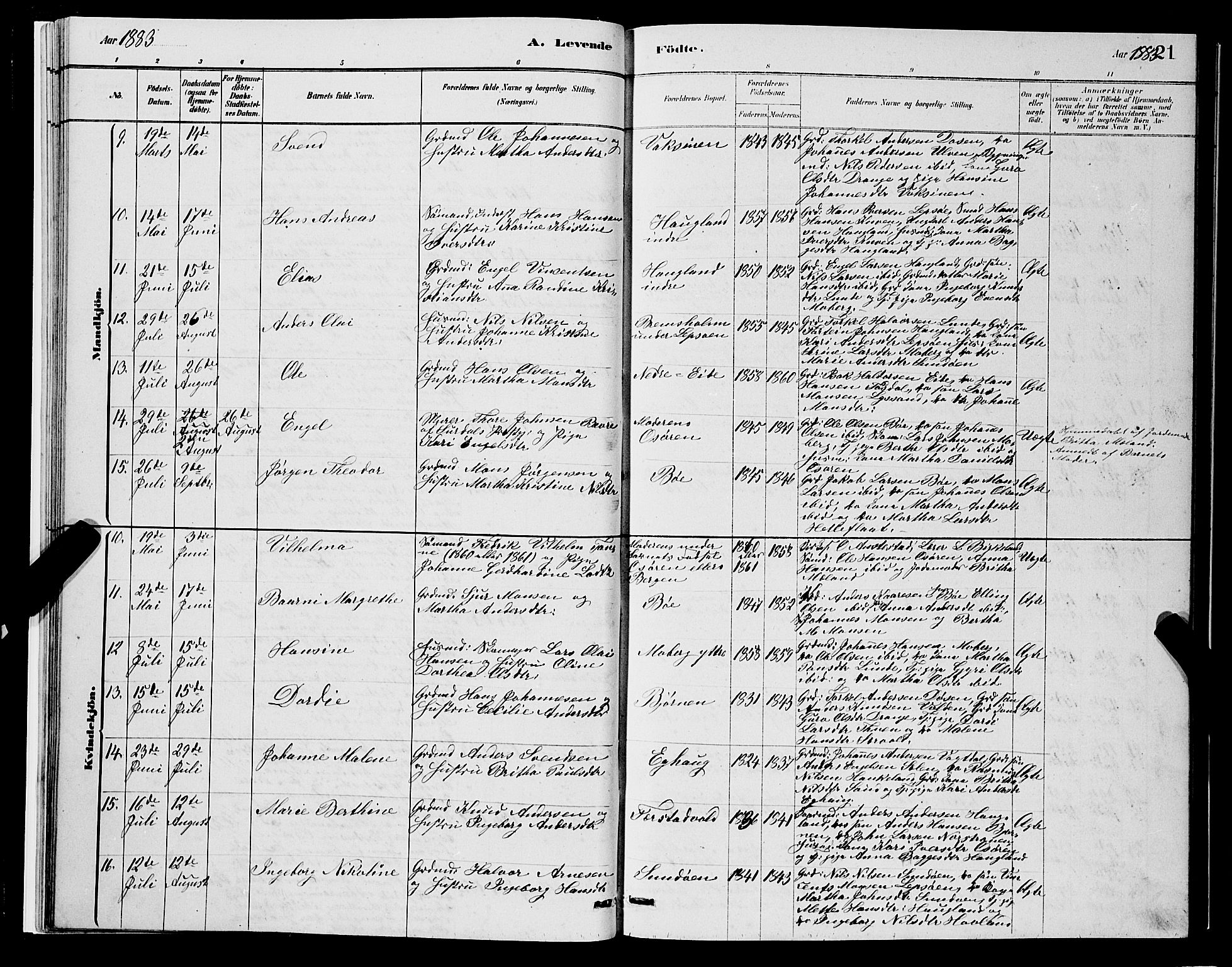 Os sokneprestembete, SAB/A-99929: Parish register (copy) no. A 2, 1880-1896, p. 21