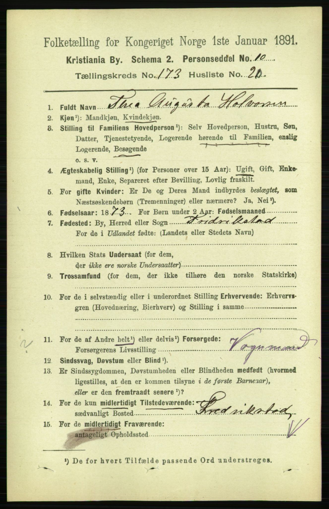 RA, 1891 census for 0301 Kristiania, 1891, p. 103763