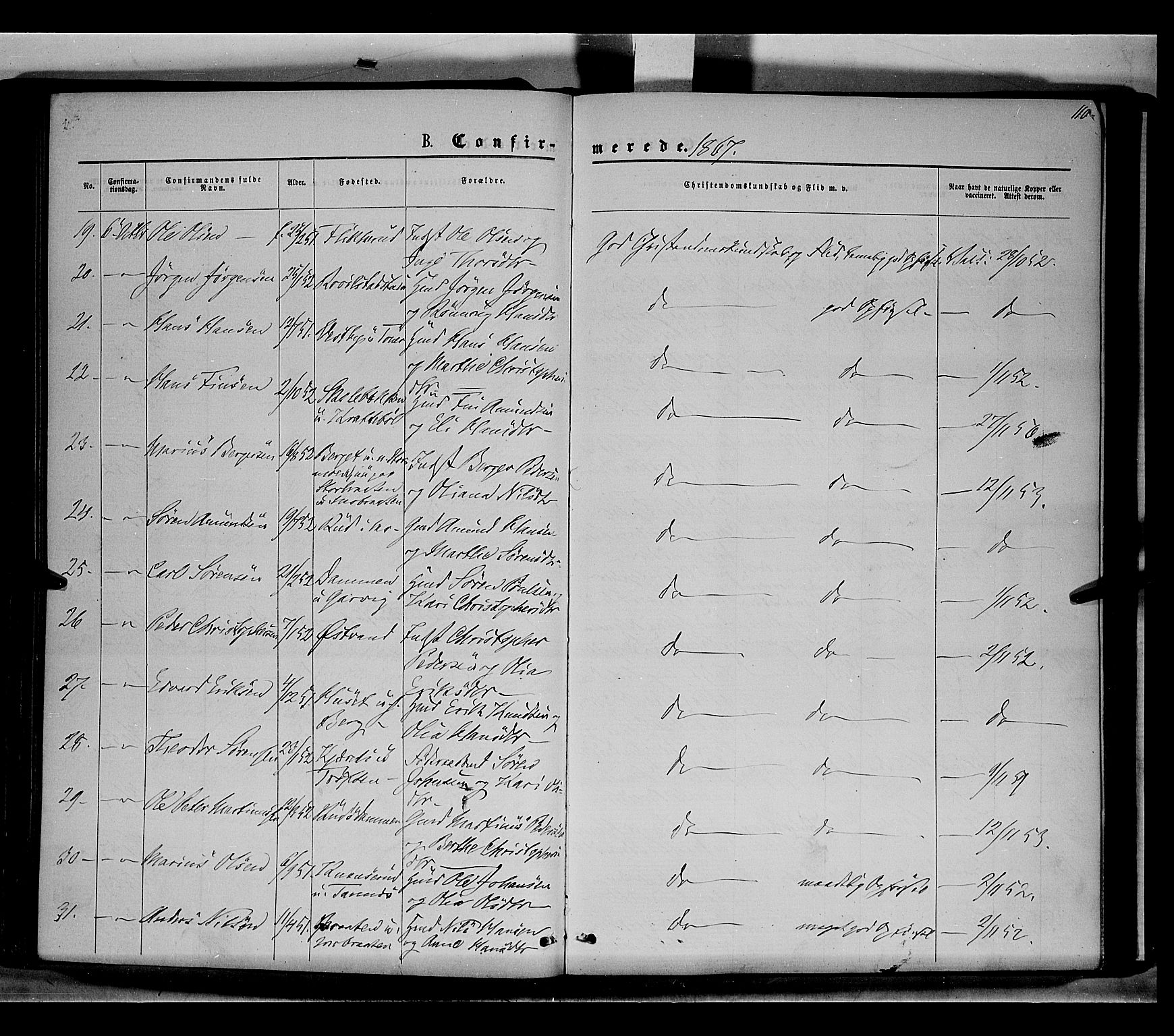 Nord-Odal prestekontor, AV/SAH-PREST-032/H/Ha/Haa/L0004: Parish register (official) no. 4, 1866-1873, p. 110