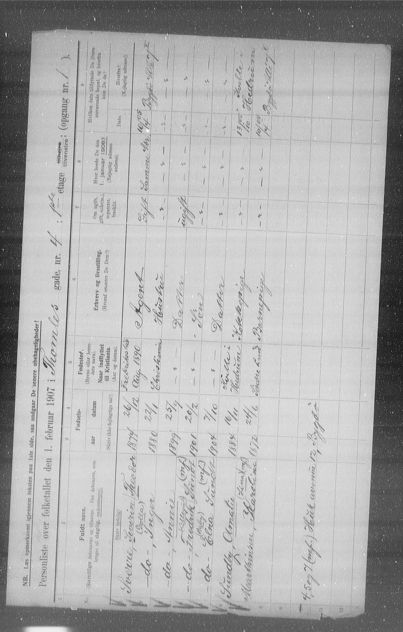 OBA, Municipal Census 1907 for Kristiania, 1907, p. 55539