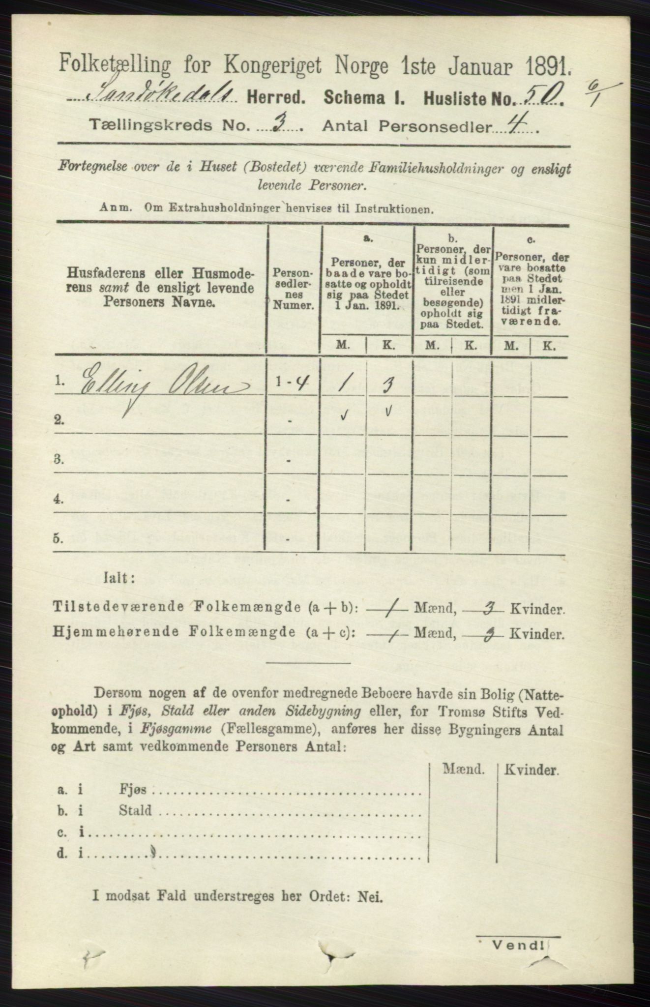 RA, 1891 census for 0816 Sannidal, 1891, p. 789