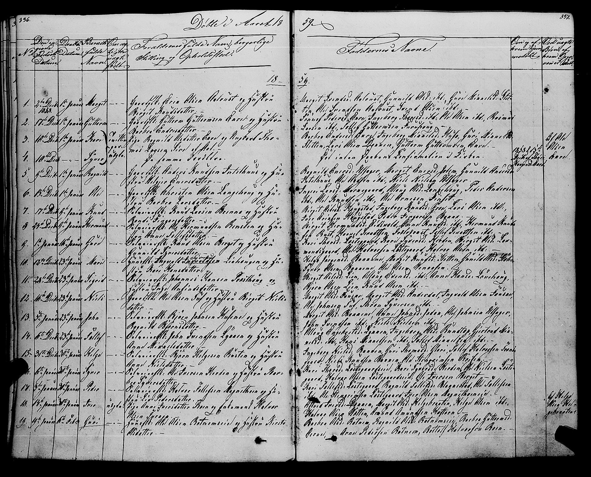 Gol kirkebøker, SAKO/A-226/F/Fa/L0002: Parish register (official) no. I 2, 1837-1863, p. 336-337