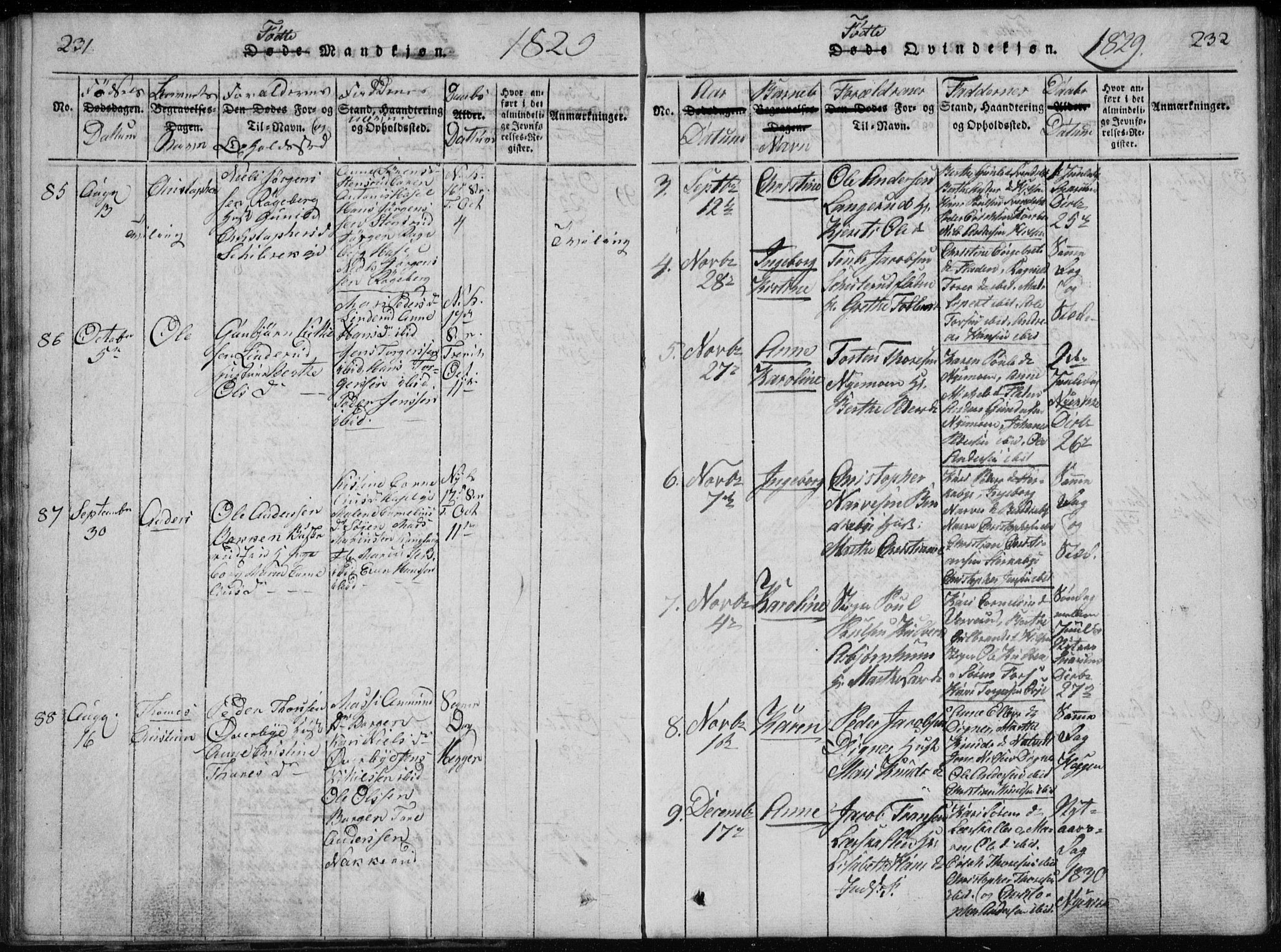 Modum kirkebøker, AV/SAKO-A-234/G/Ga/L0002: Parish register (copy) no. I 2, 1824-1832, p. 231-232