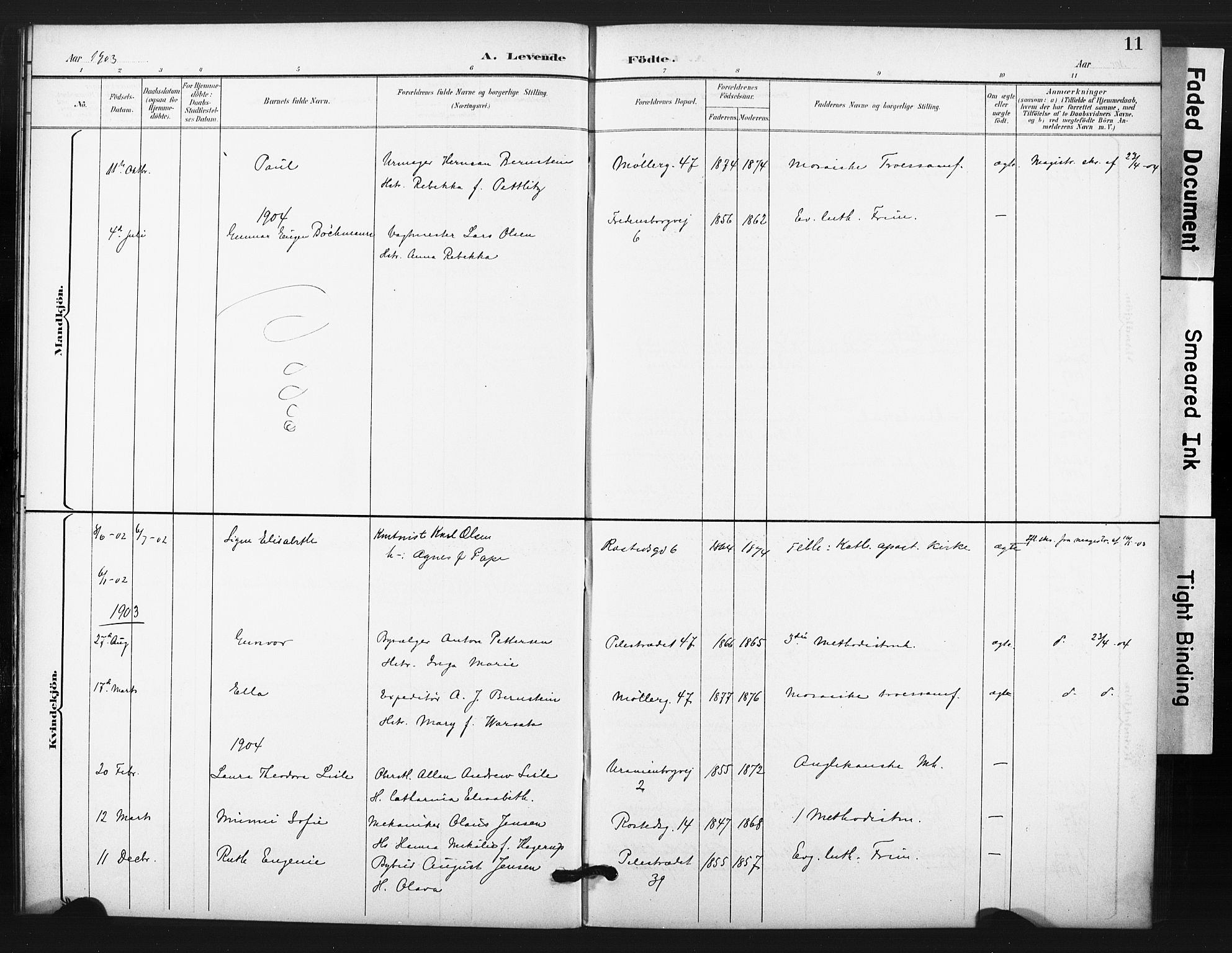 Trefoldighet prestekontor Kirkebøker, AV/SAO-A-10882/F/Fg/L0001: Parish register (official) no. VII 1, 1892-1923, p. 11