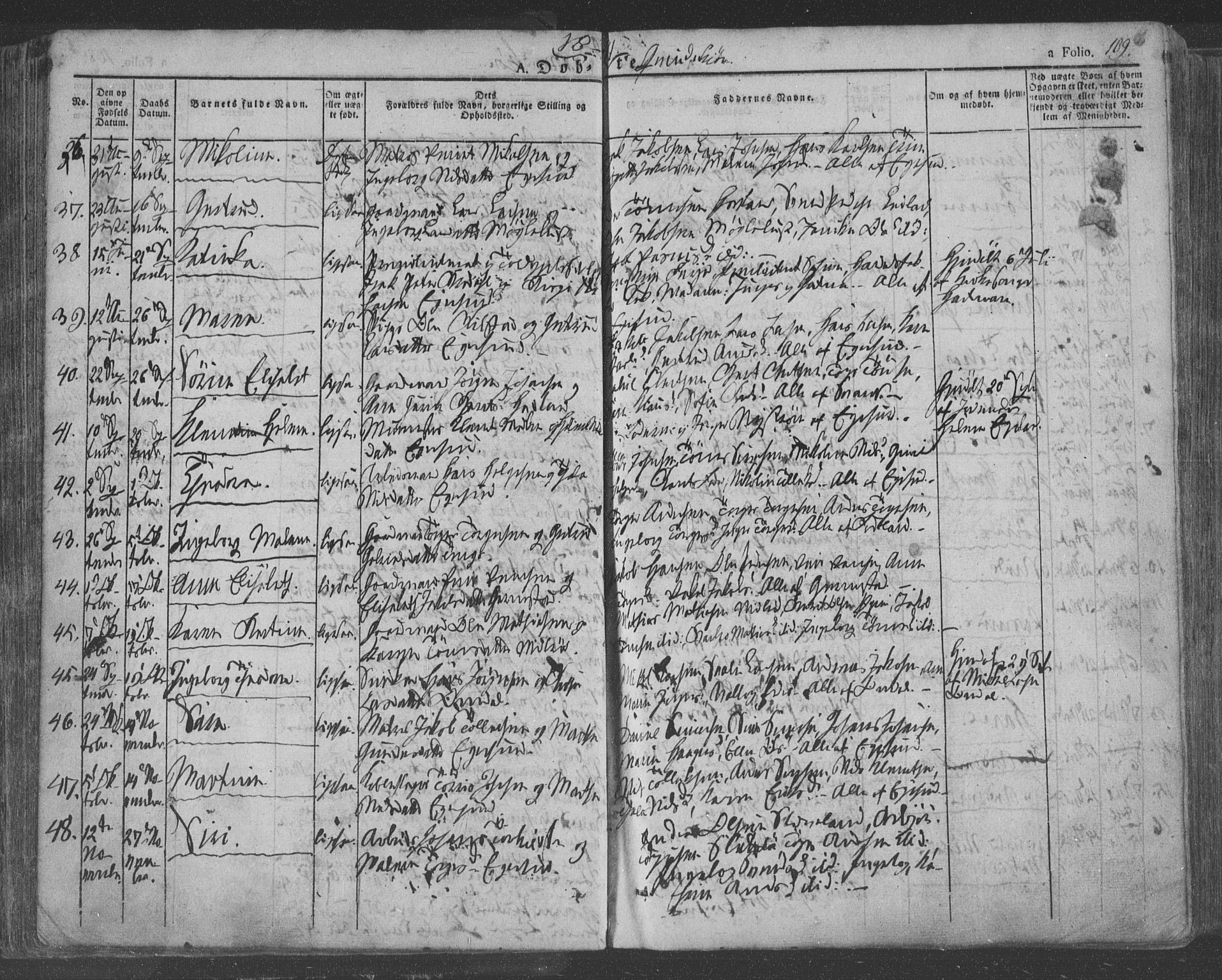 Eigersund sokneprestkontor, AV/SAST-A-101807/S08/L0009: Parish register (official) no. A 9, 1827-1850, p. 109