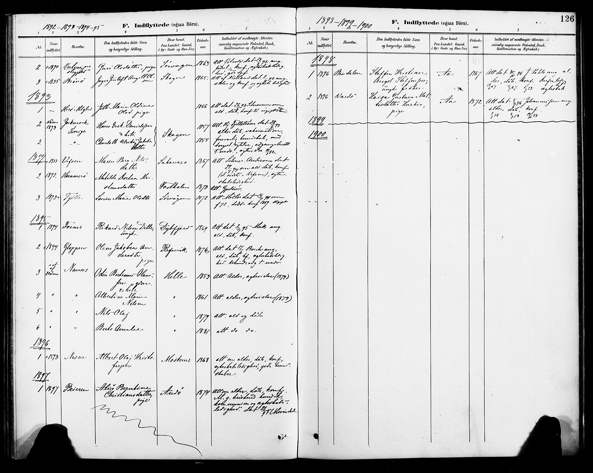 Ministerialprotokoller, klokkerbøker og fødselsregistre - Nordland, AV/SAT-A-1459/886/L1220: Parish register (official) no. 886A02, 1892-1903, p. 126