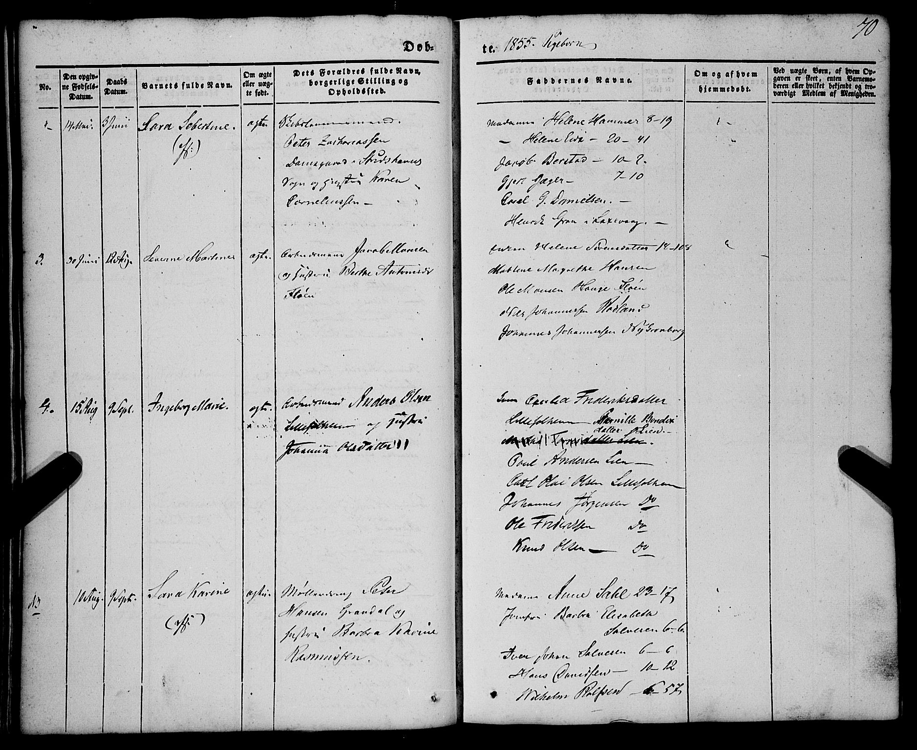St. Jørgens hospital og Årstad sokneprestembete, AV/SAB-A-99934: Parish register (official) no. A 4, 1844-1863, p. 70