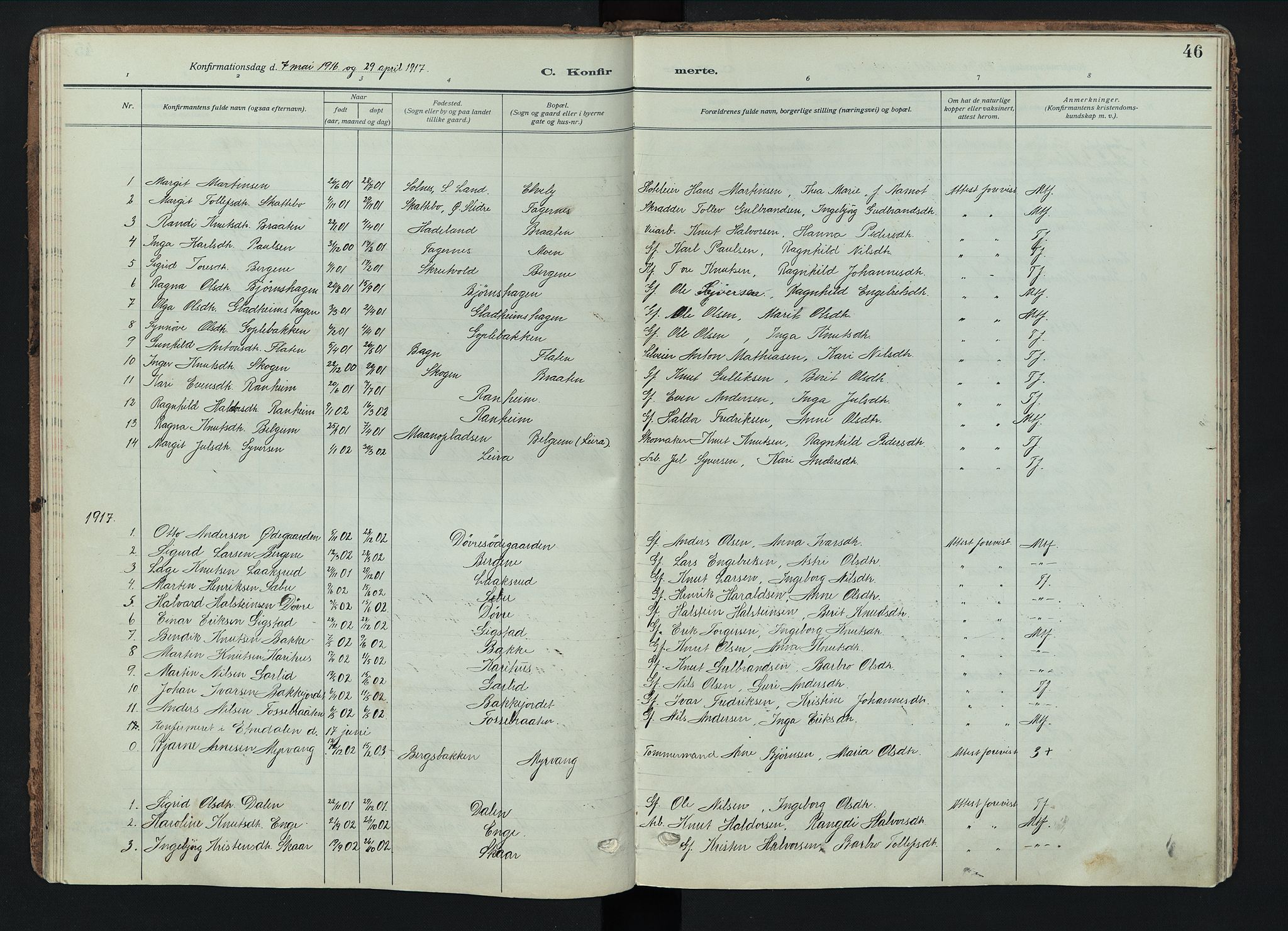 Nord-Aurdal prestekontor, AV/SAH-PREST-132/H/Ha/Haa/L0018: Parish register (official) no. 18, 1915-1935, p. 46