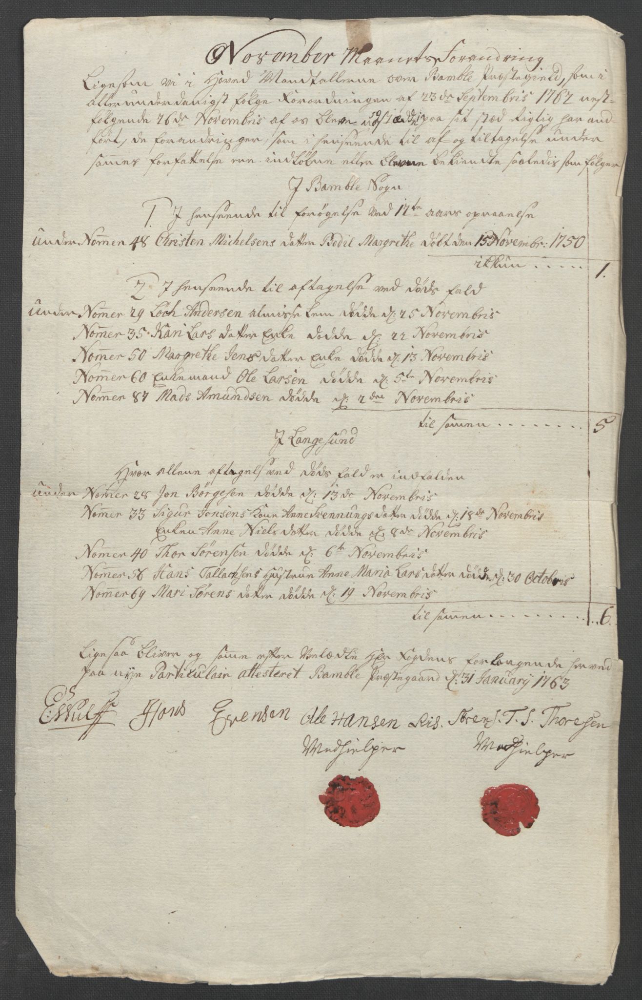 Rentekammeret inntil 1814, Reviderte regnskaper, Fogderegnskap, AV/RA-EA-4092/R37/L2239: Ekstraskatten Nedre Telemark og Bamble, 1762-1763, p. 262