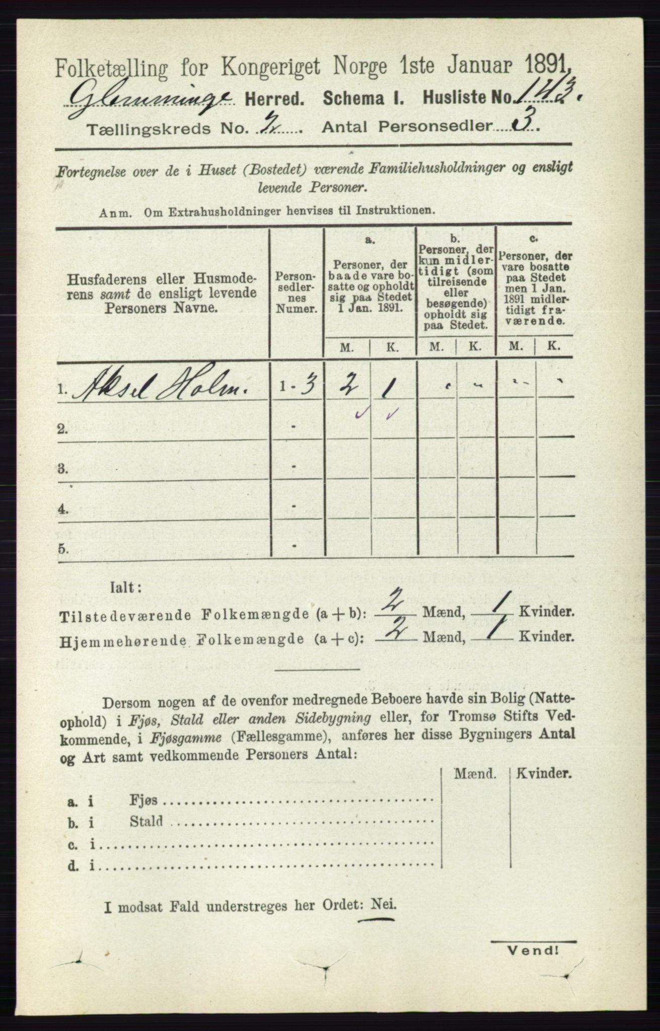 RA, 1891 census for 0132 Glemmen, 1891, p. 560