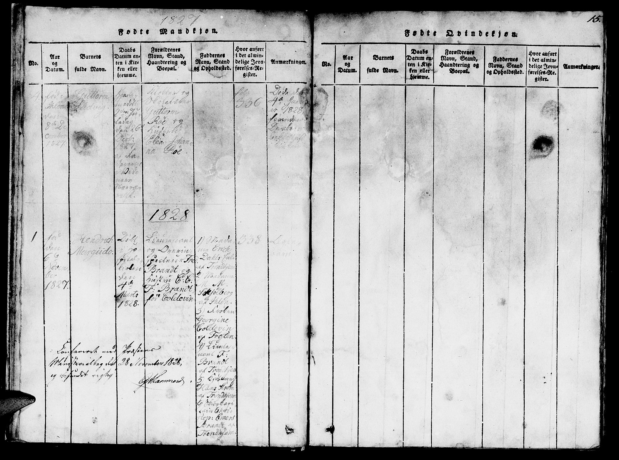 Ministerialprotokoller, klokkerbøker og fødselsregistre - Sør-Trøndelag, SAT/A-1456/623/L0478: Parish register (copy) no. 623C01, 1815-1873, p. 15