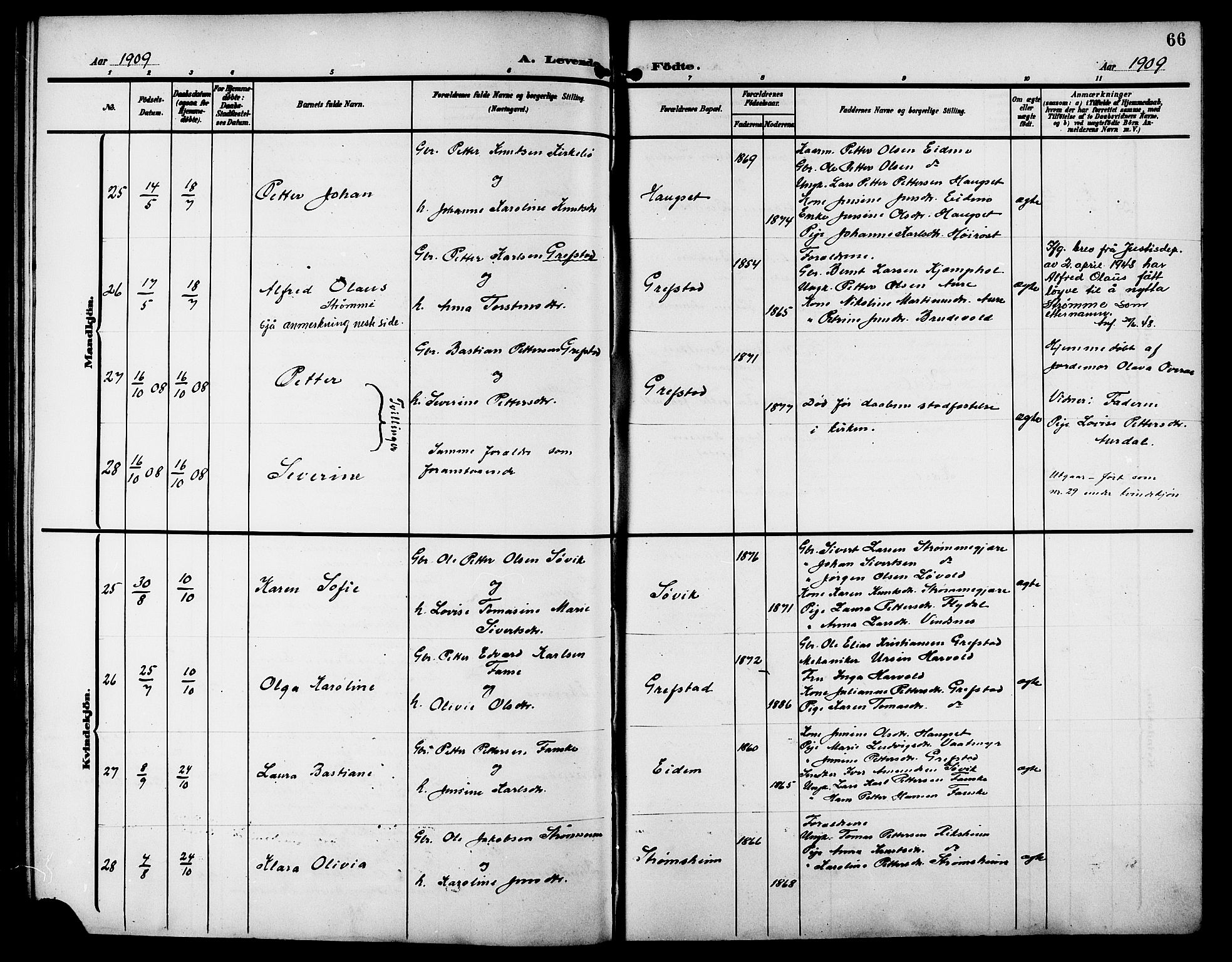 Ministerialprotokoller, klokkerbøker og fødselsregistre - Møre og Romsdal, SAT/A-1454/523/L0341: Parish register (copy) no. 523C04, 1903-1916, p. 66