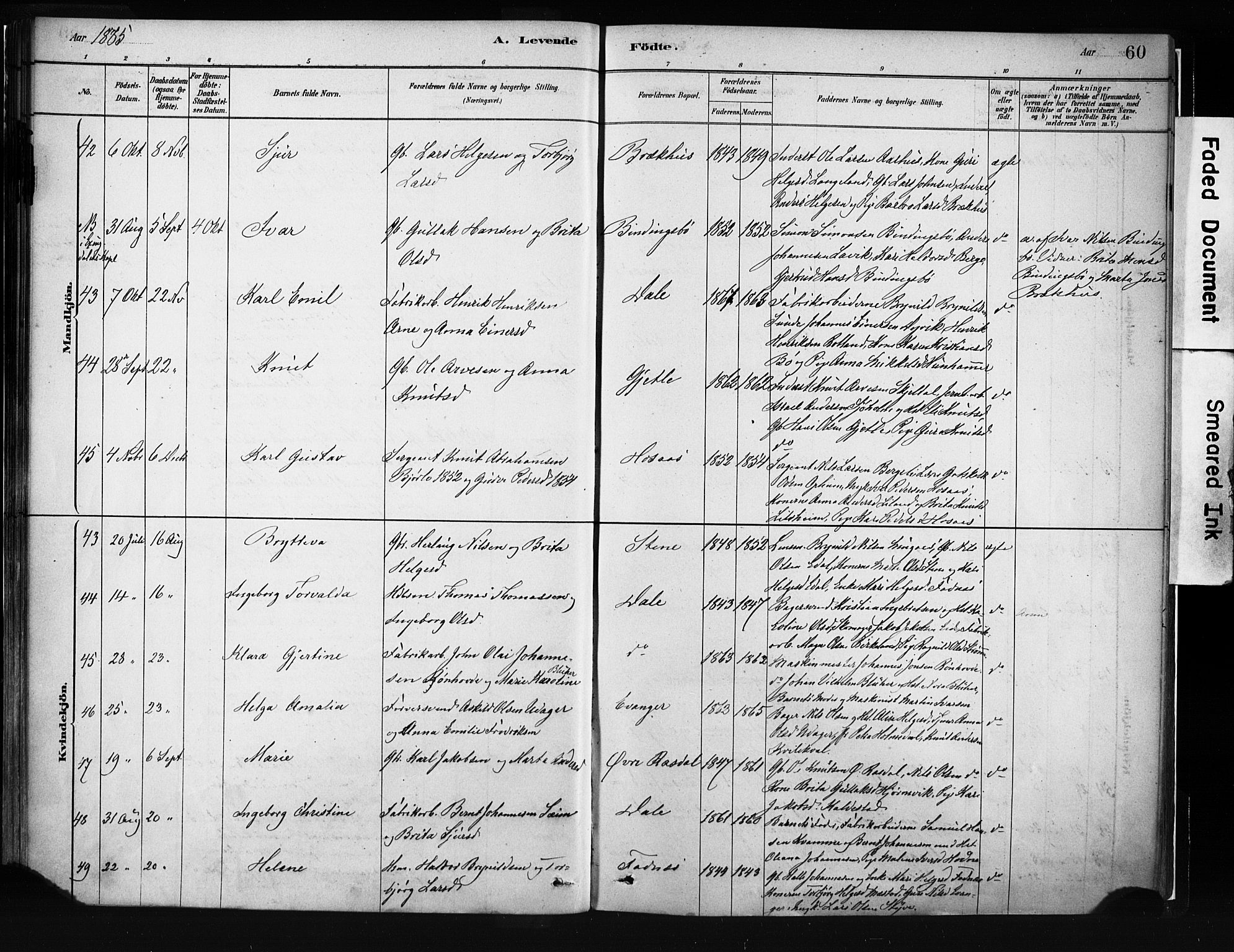 Evanger sokneprestembete, AV/SAB-A-99924: Parish register (official) no. A 1, 1877-1899, p. 60