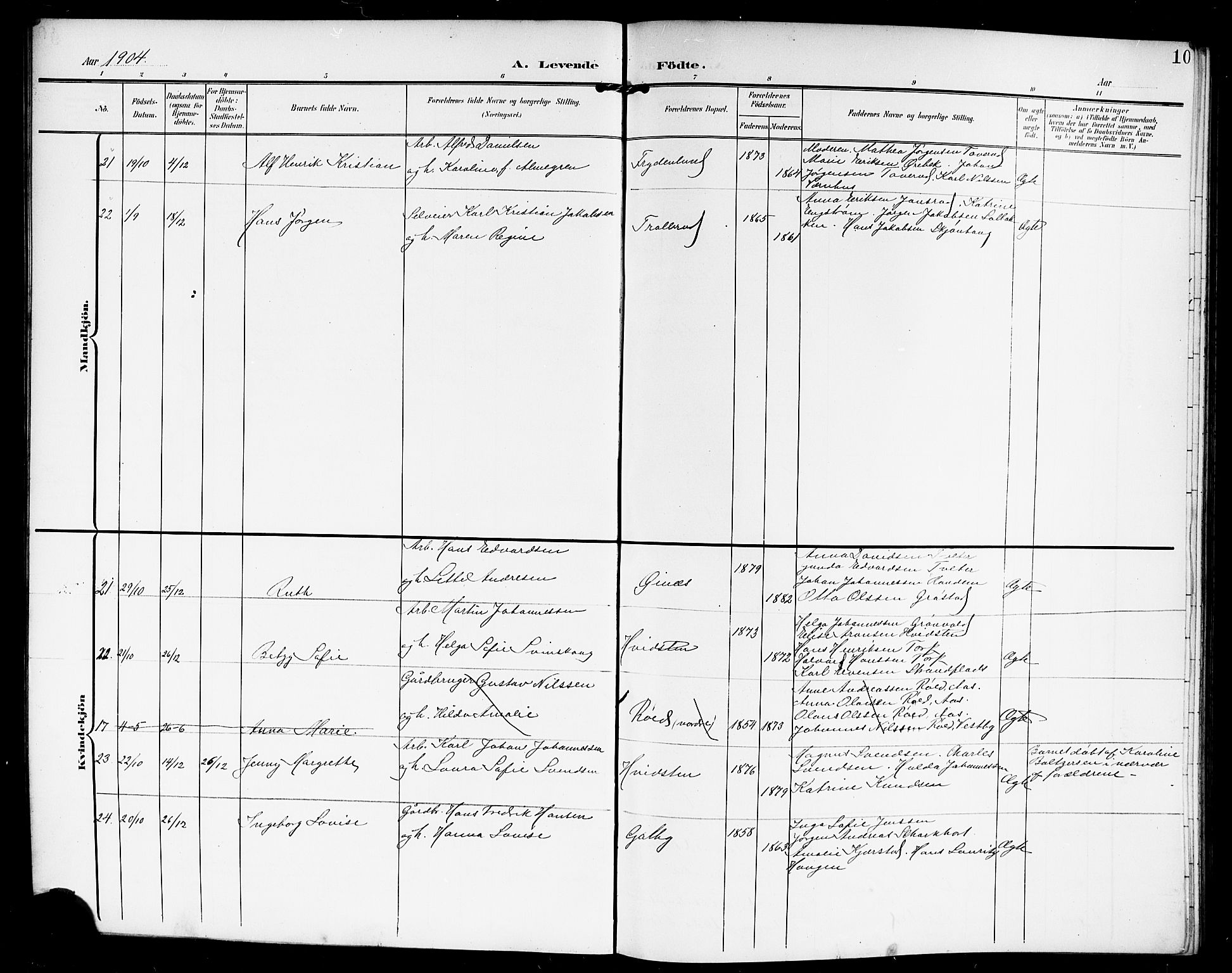 Vestby prestekontor Kirkebøker, SAO/A-10893/G/Ga/L0002: Parish register (copy) no. I 2, 1903-1916, p. 10