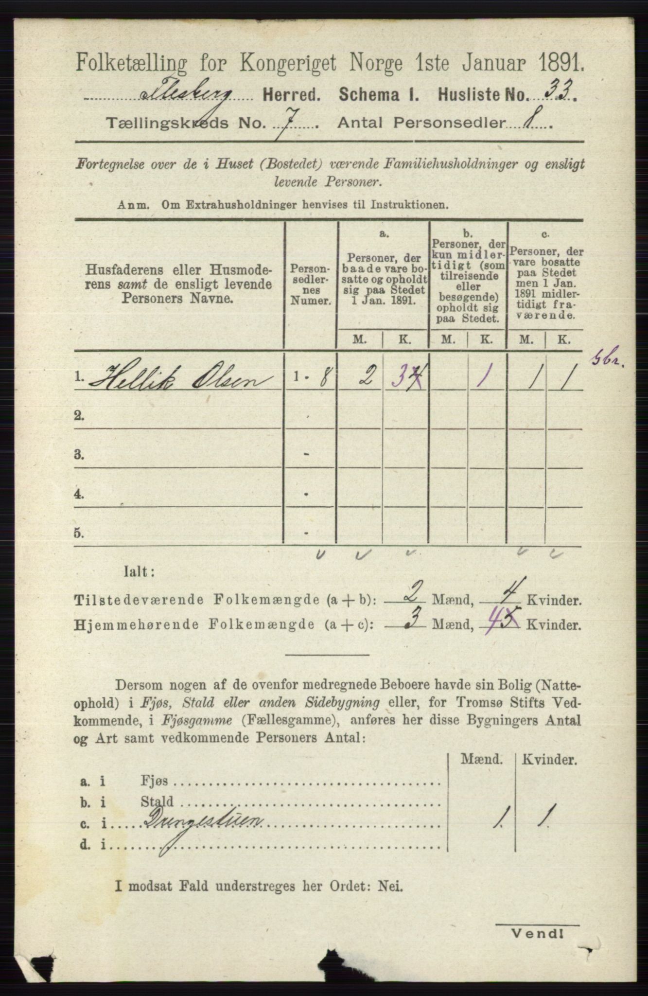 RA, 1891 census for 0631 Flesberg, 1891, p. 1167