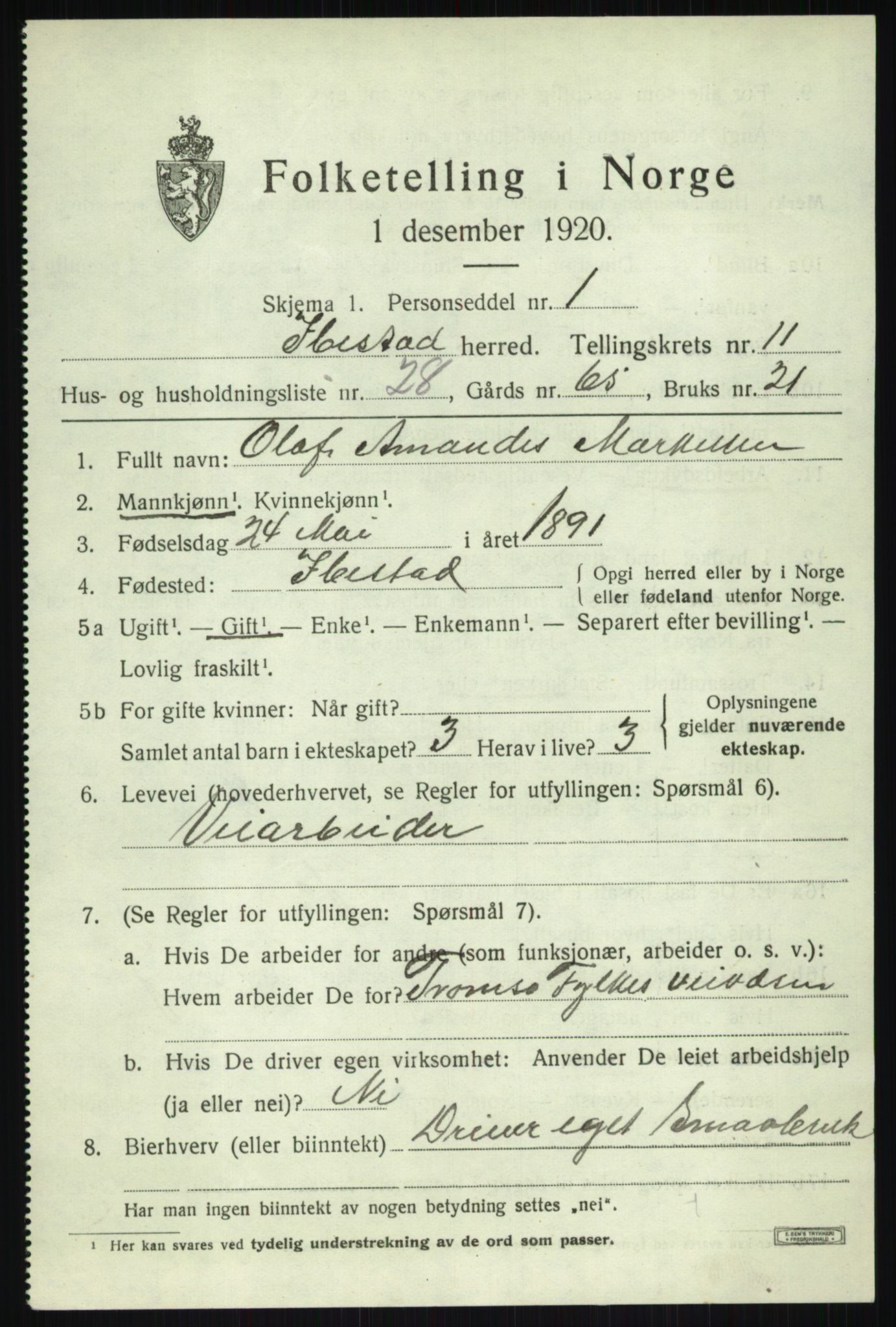 SATØ, 1920 census for Ibestad, 1920, p. 6146