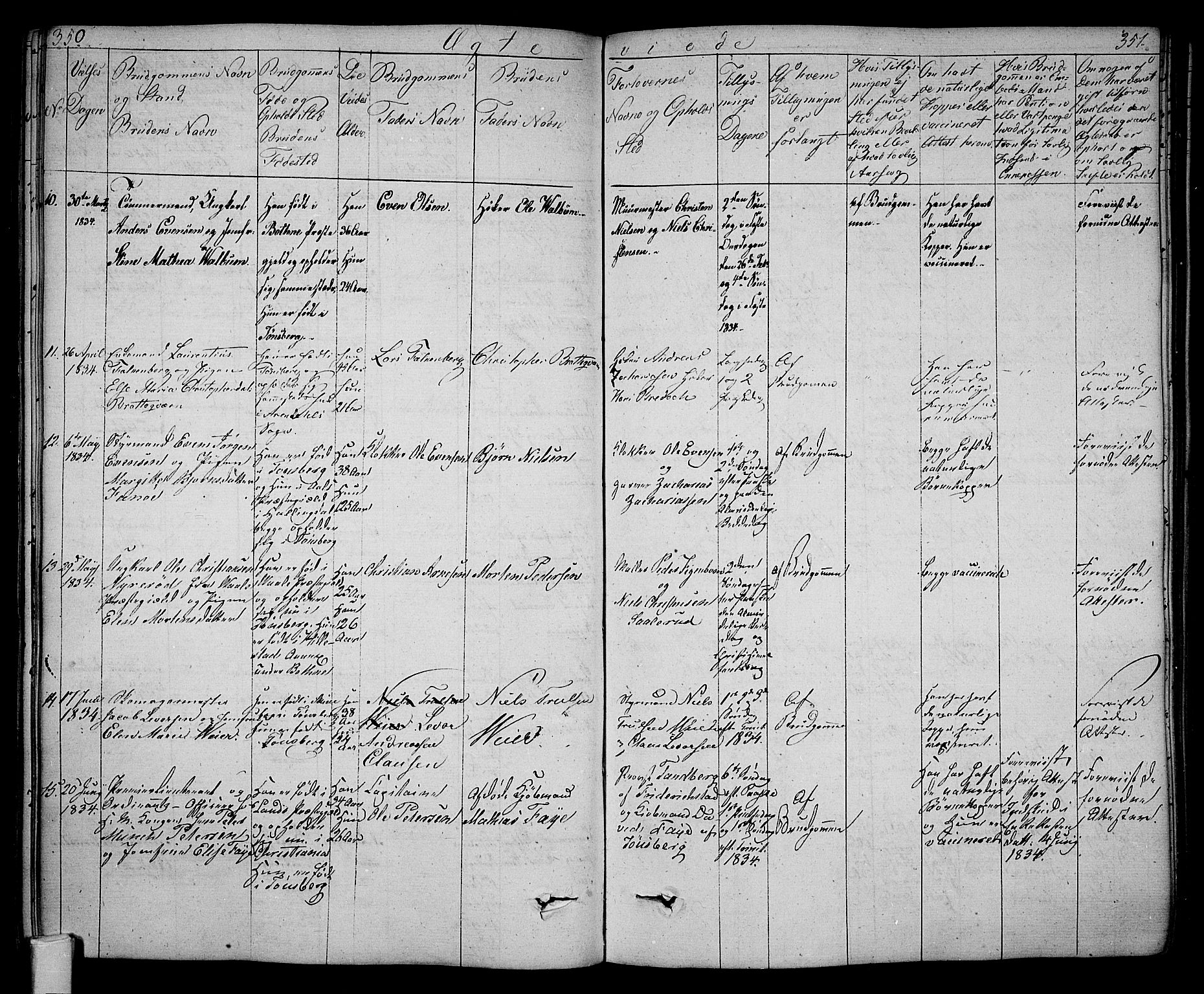Tønsberg kirkebøker, SAKO/A-330/F/Fa/L0005: Parish register (official) no. I 5, 1827-1836, p. 350-351