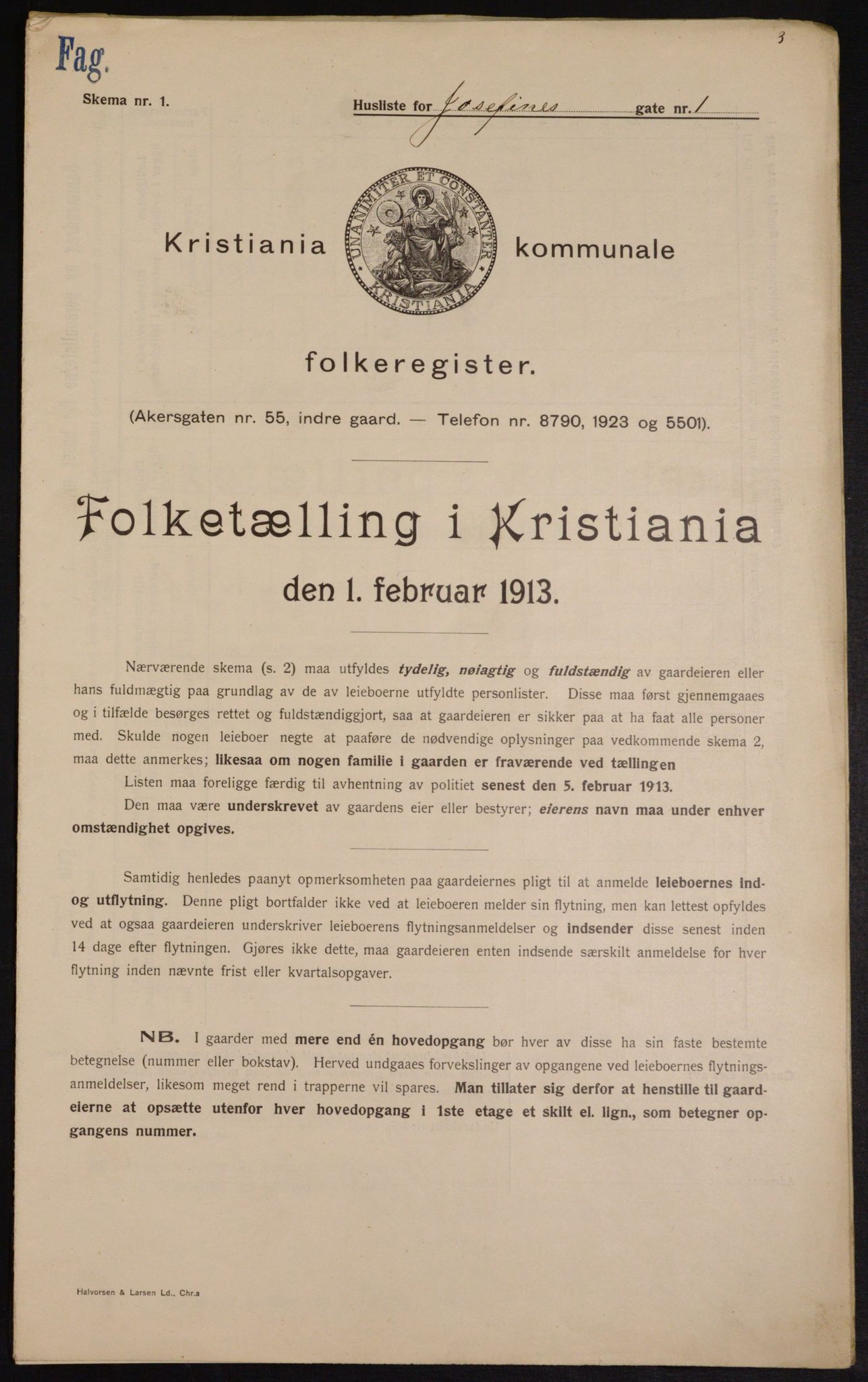 OBA, Municipal Census 1913 for Kristiania, 1913, p. 47078