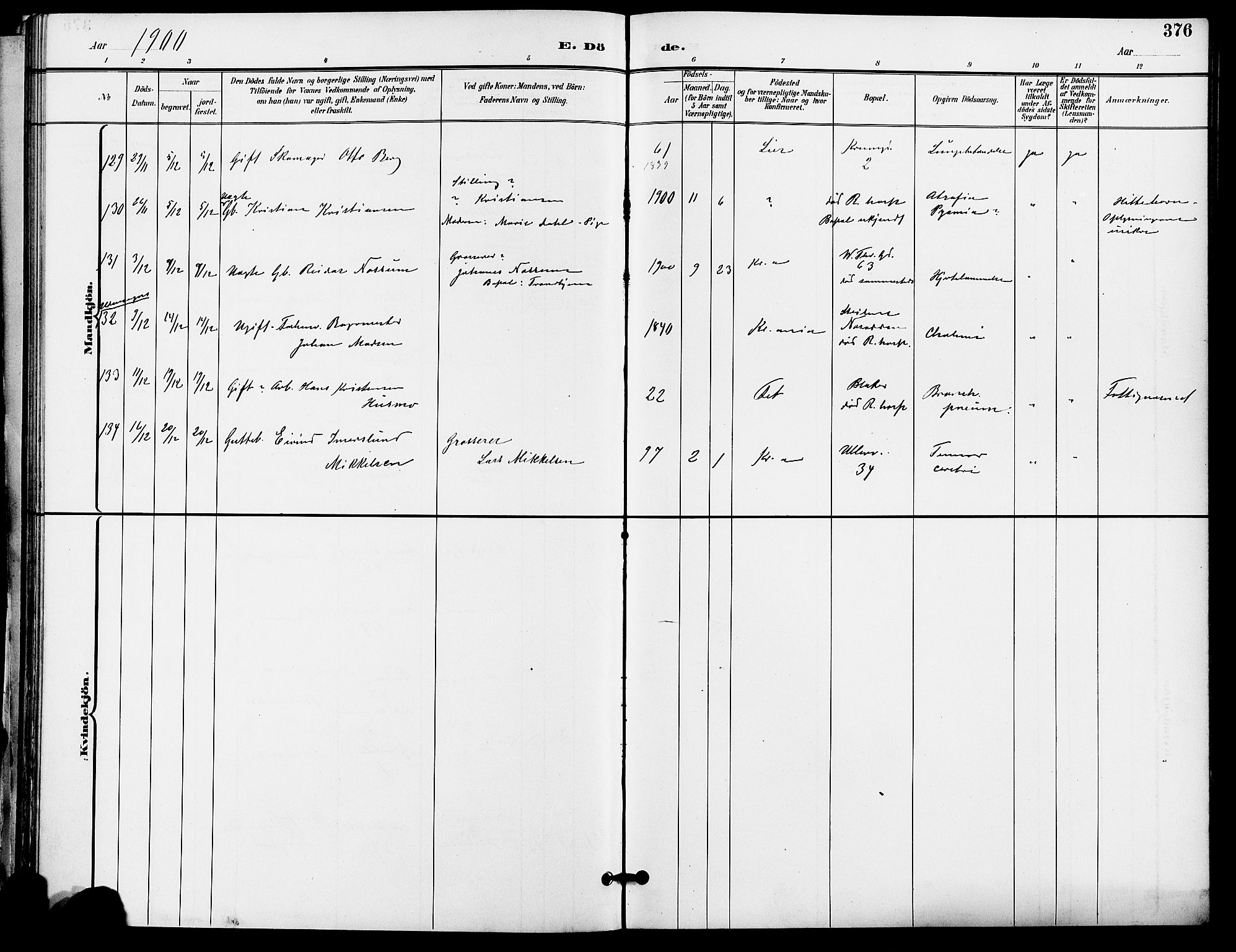 Gamle Aker prestekontor Kirkebøker, SAO/A-10617a/F/L0011: Parish register (official) no. 11, 1896-1901, p. 376