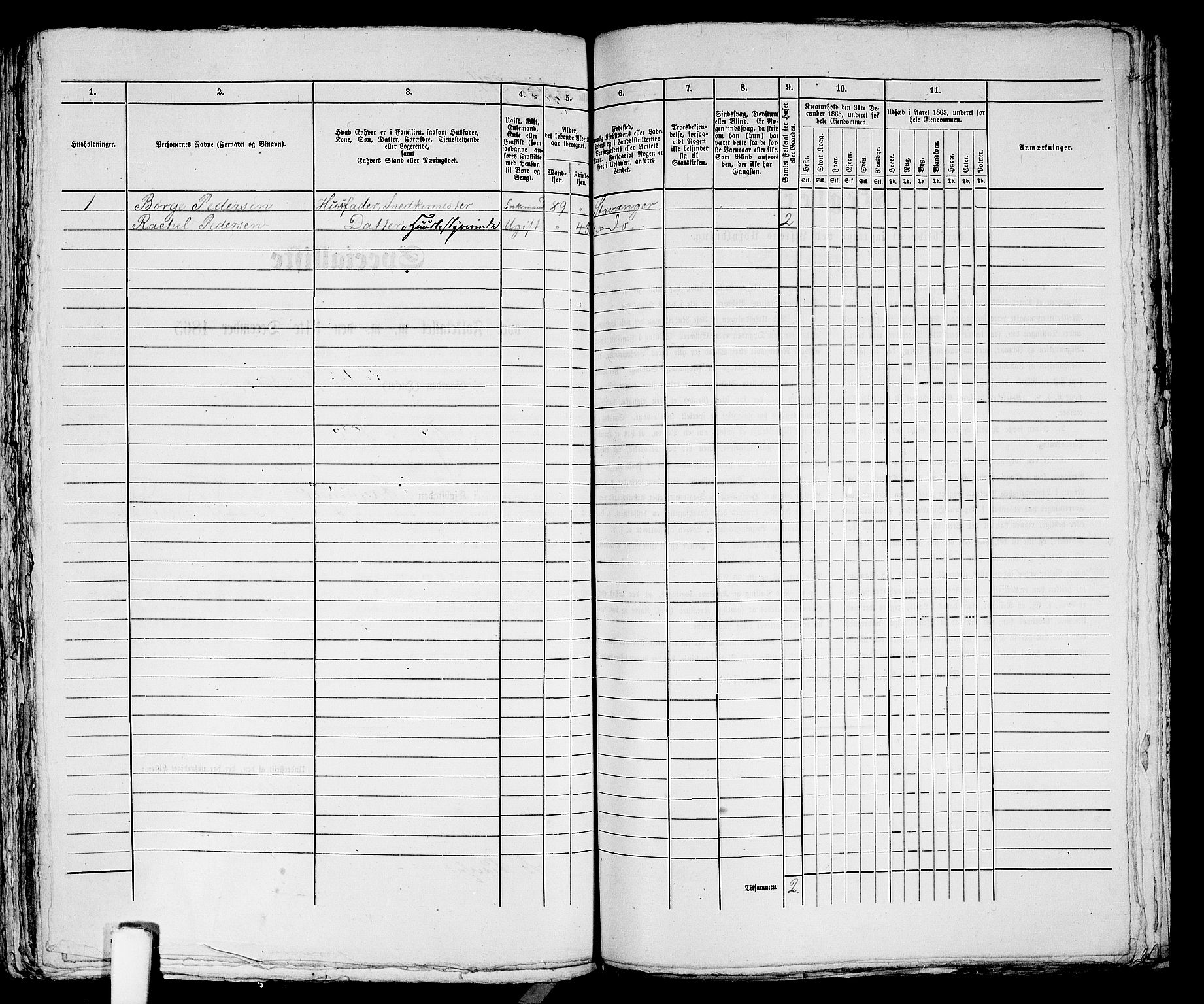 RA, 1865 census for Stavanger, 1865, p. 1823