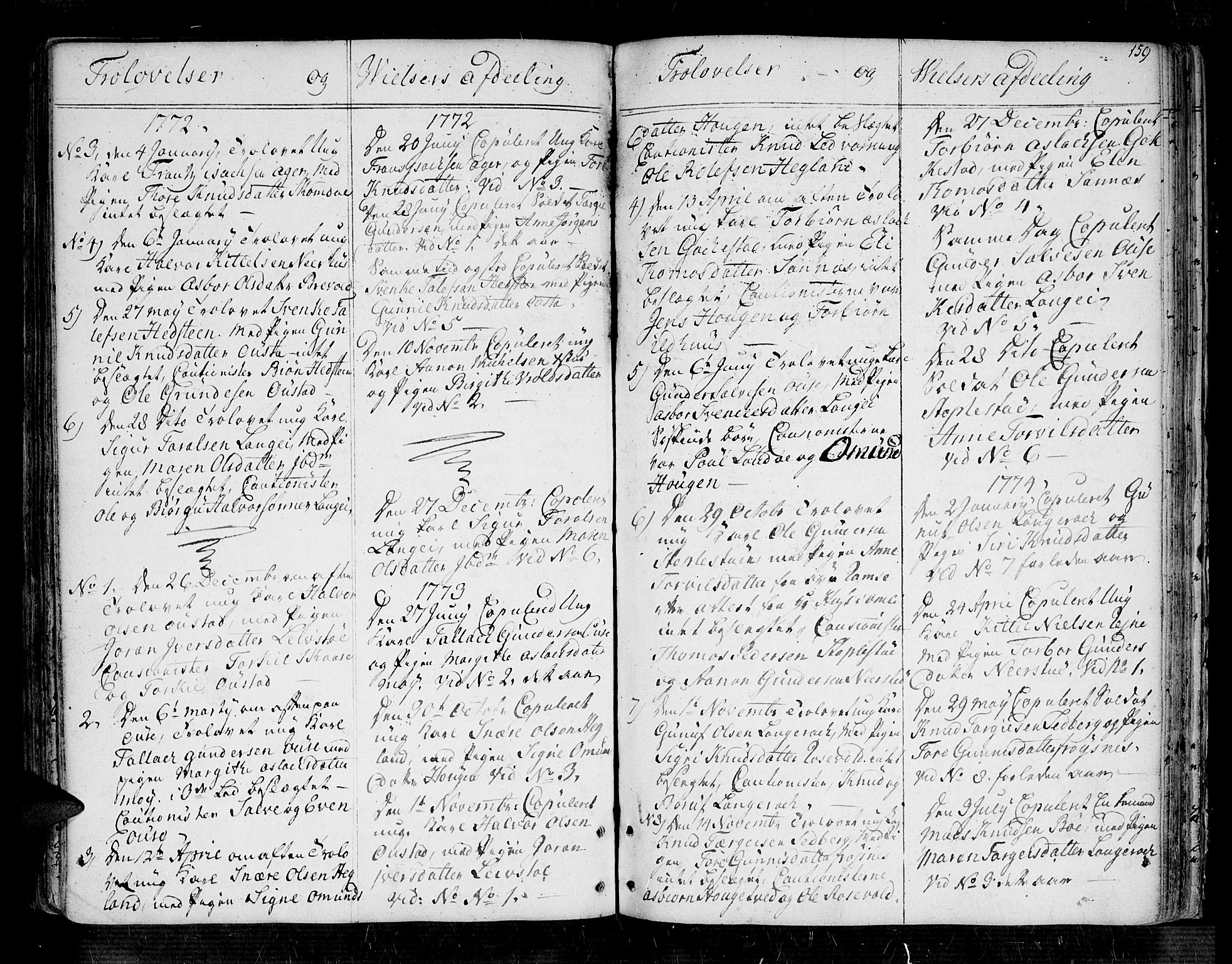 Bygland sokneprestkontor, SAK/1111-0006/F/Fa/Fab/L0002: Parish register (official) no. A 2, 1766-1816, p. 159