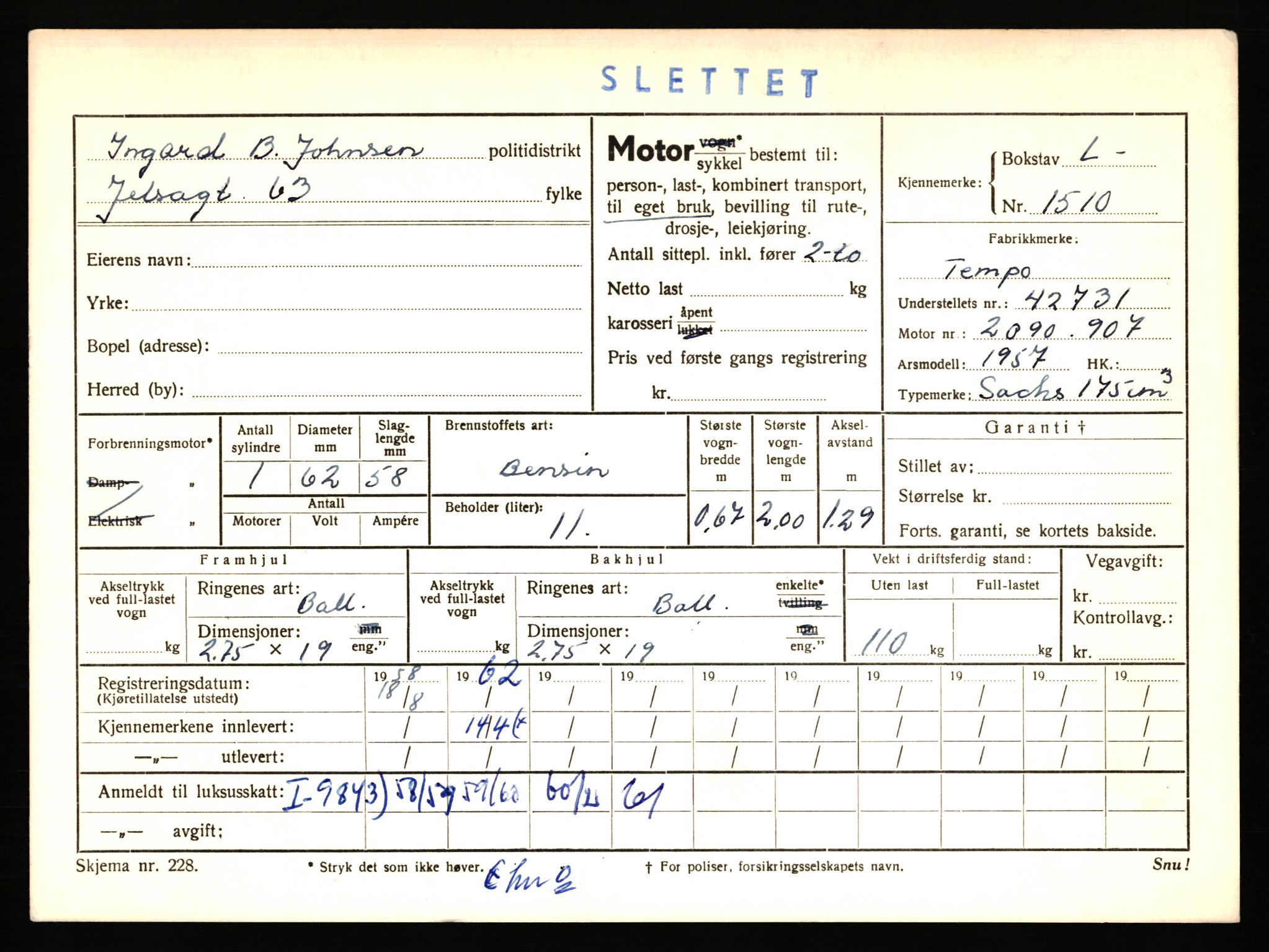 Stavanger trafikkstasjon, AV/SAST-A-101942/0/F/L0005: L-1350 - L-1699, 1930-1971, p. 1097