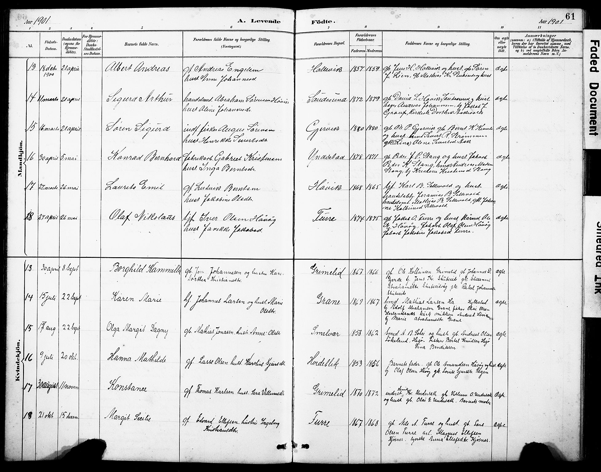 Askvoll sokneprestembete, AV/SAB-A-79501/H/Hab/Haba/L0003: Parish register (copy) no. A 3, 1886-1928, p. 61