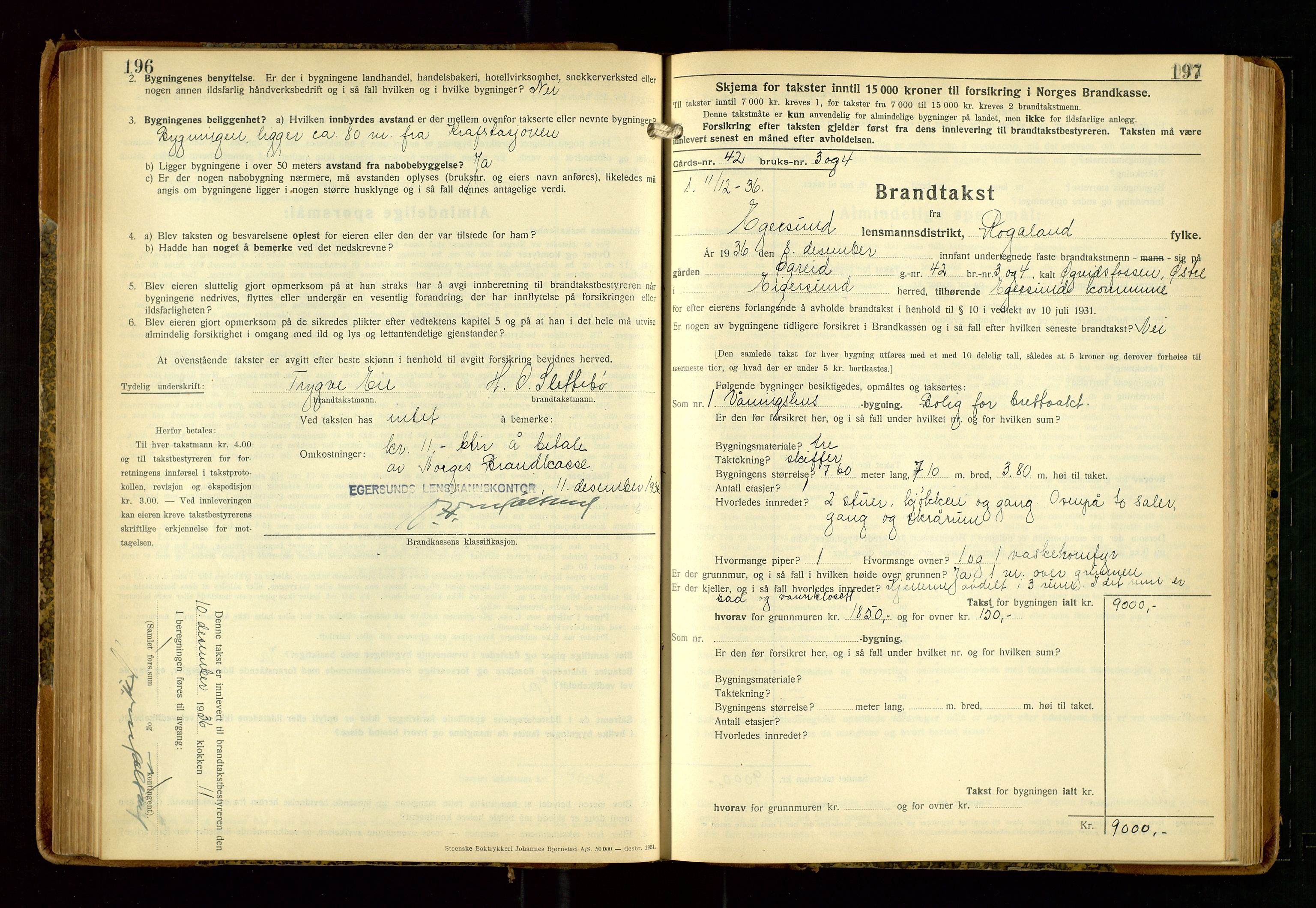 Eigersund lensmannskontor, AV/SAST-A-100171/Gob/L0006: "Brandtakstprotokoll", 1934-1938, p. 196-197